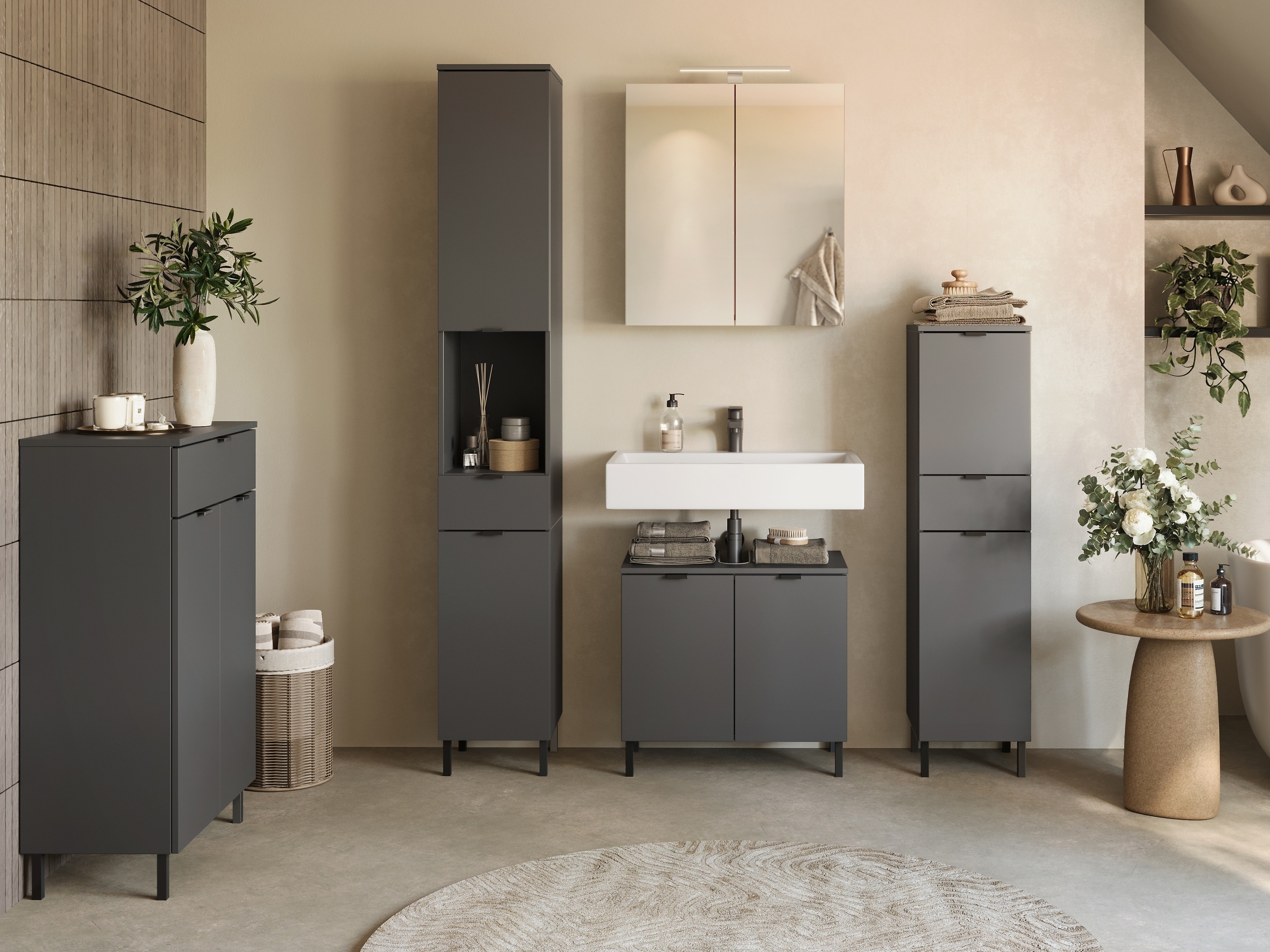 Álló fürdőszoba szekrény Felfere 106 (Grafit)