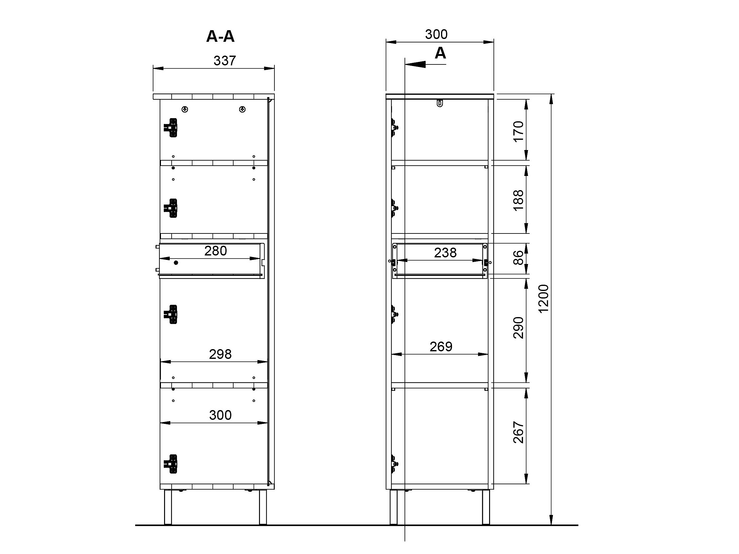Álló fürdőszoba szekrény Felfere 106 (Grafit)