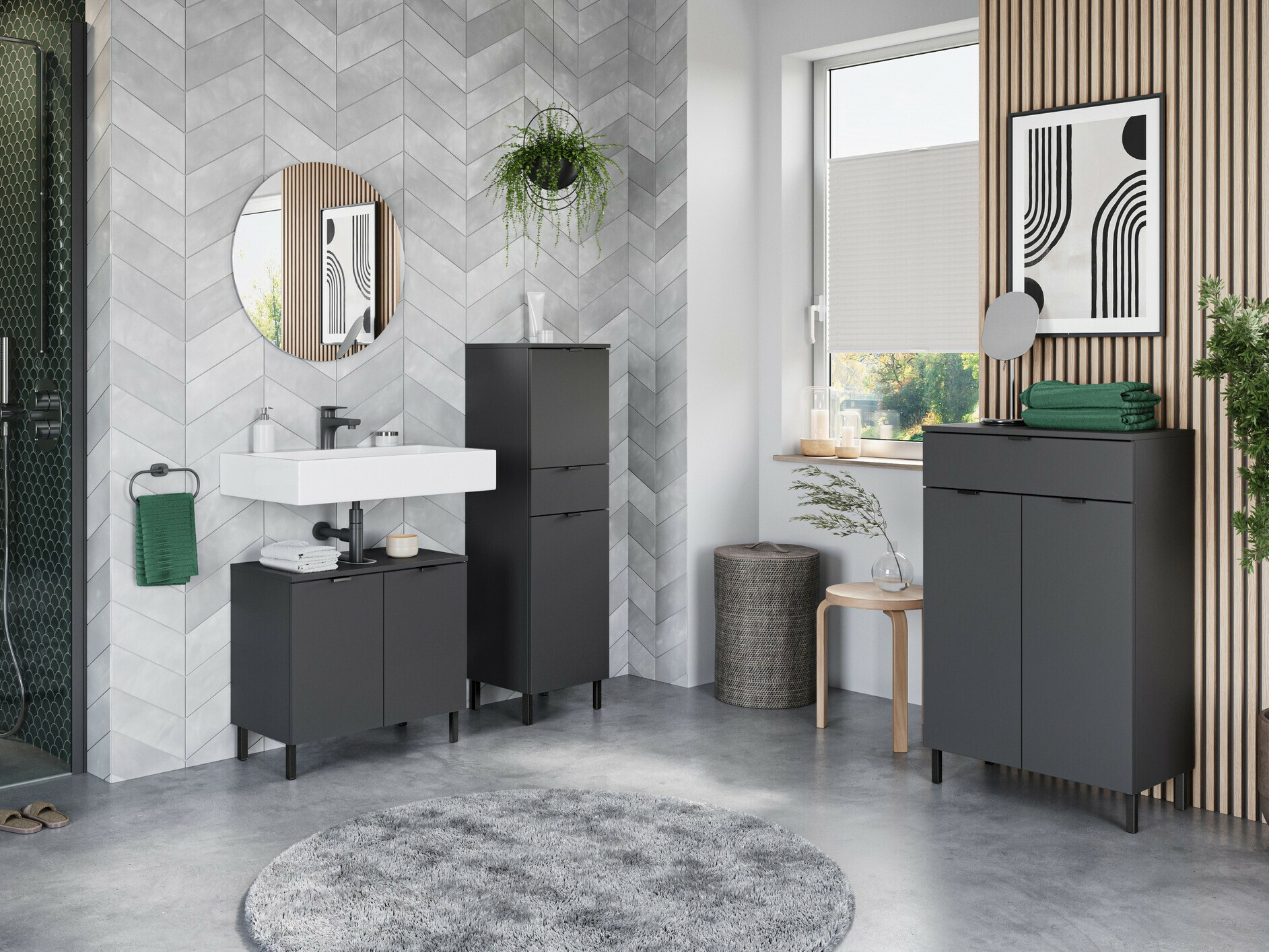 Beépített fürdőszoba szekrény Felfere 101 (Antracit)