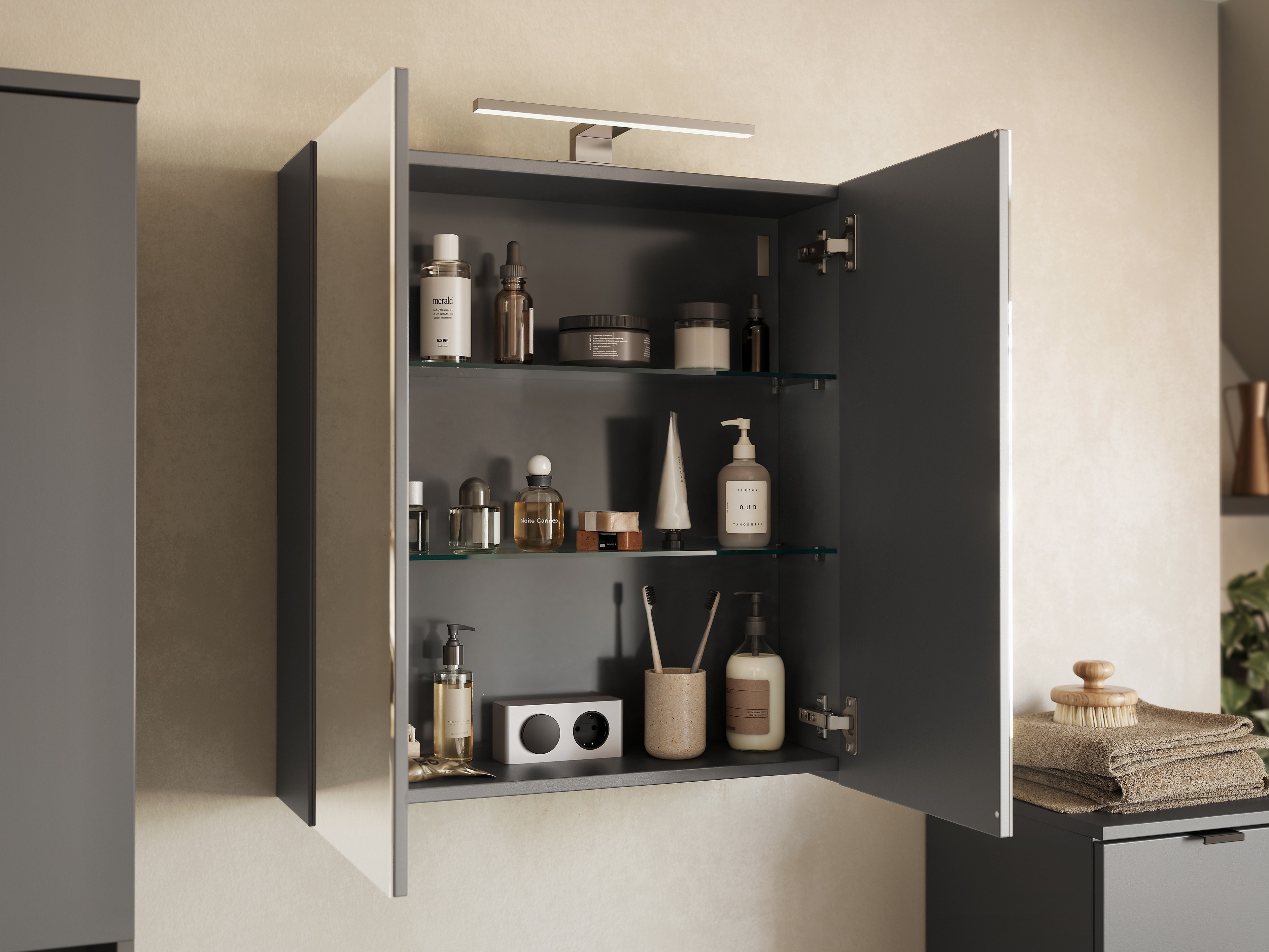 Fürdőszoba tükörszekrény Felfere 107 (Antracit)