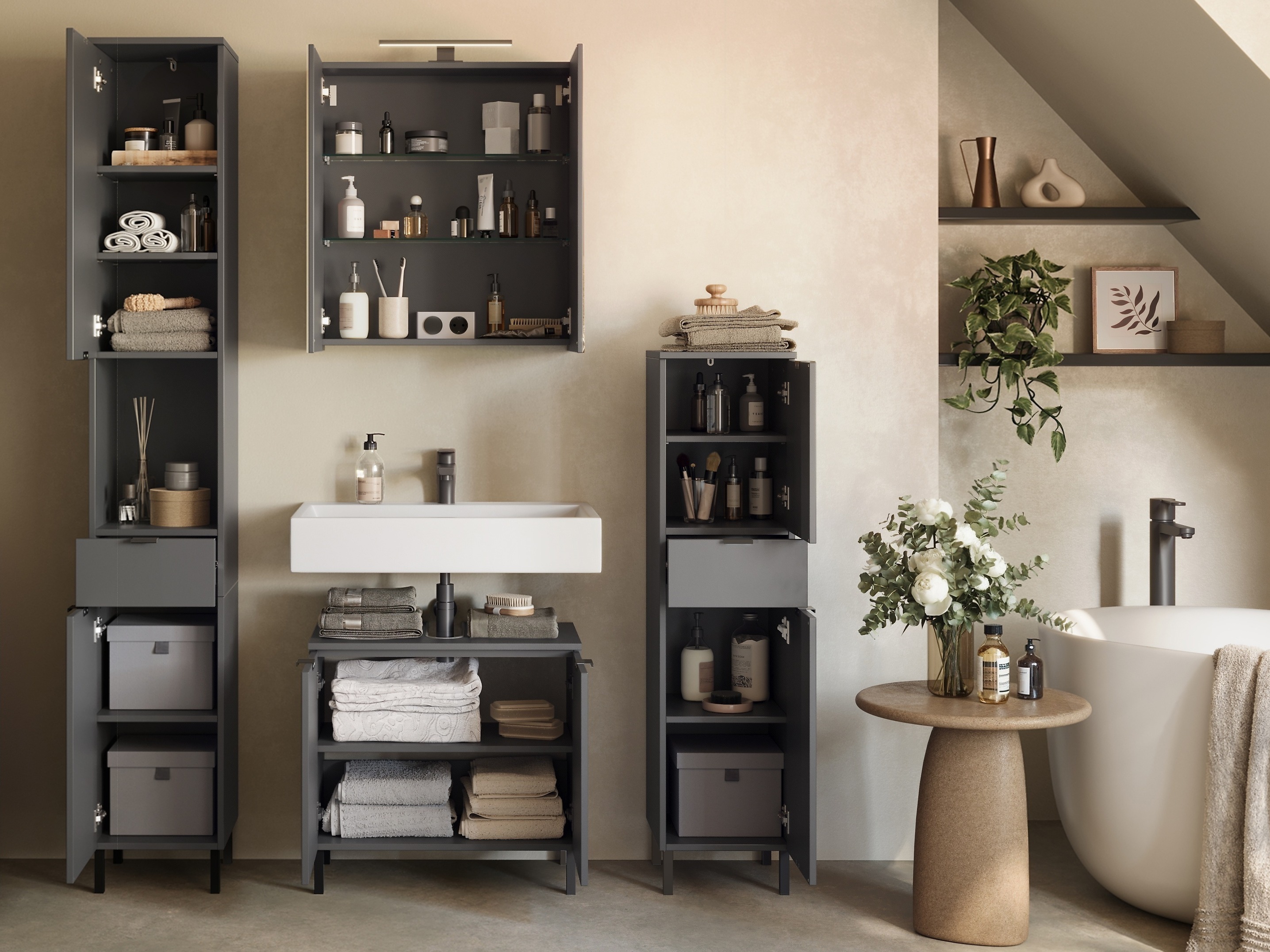 Fürdőszobai garnitúra Felfere 108 (Antracit)