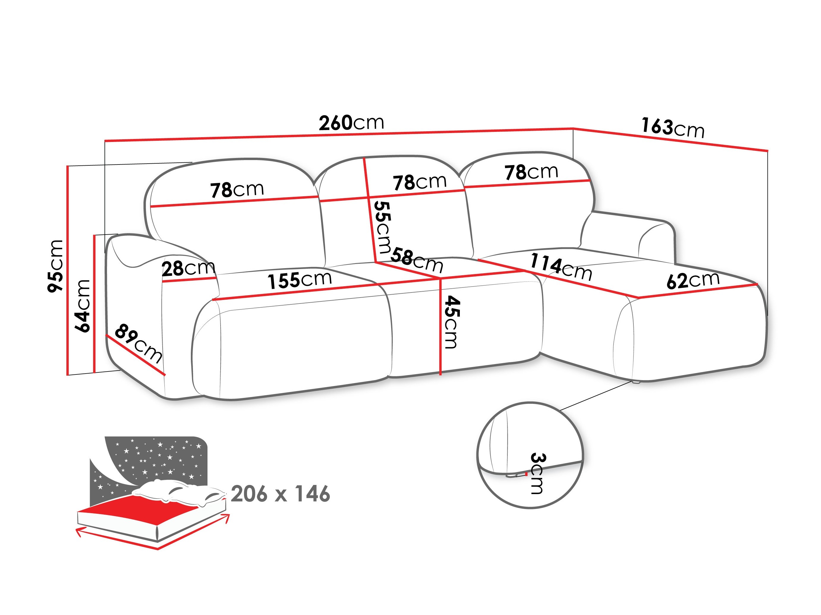 Sarokkanapé ComfiDream Fjoruna (Cremona 96)