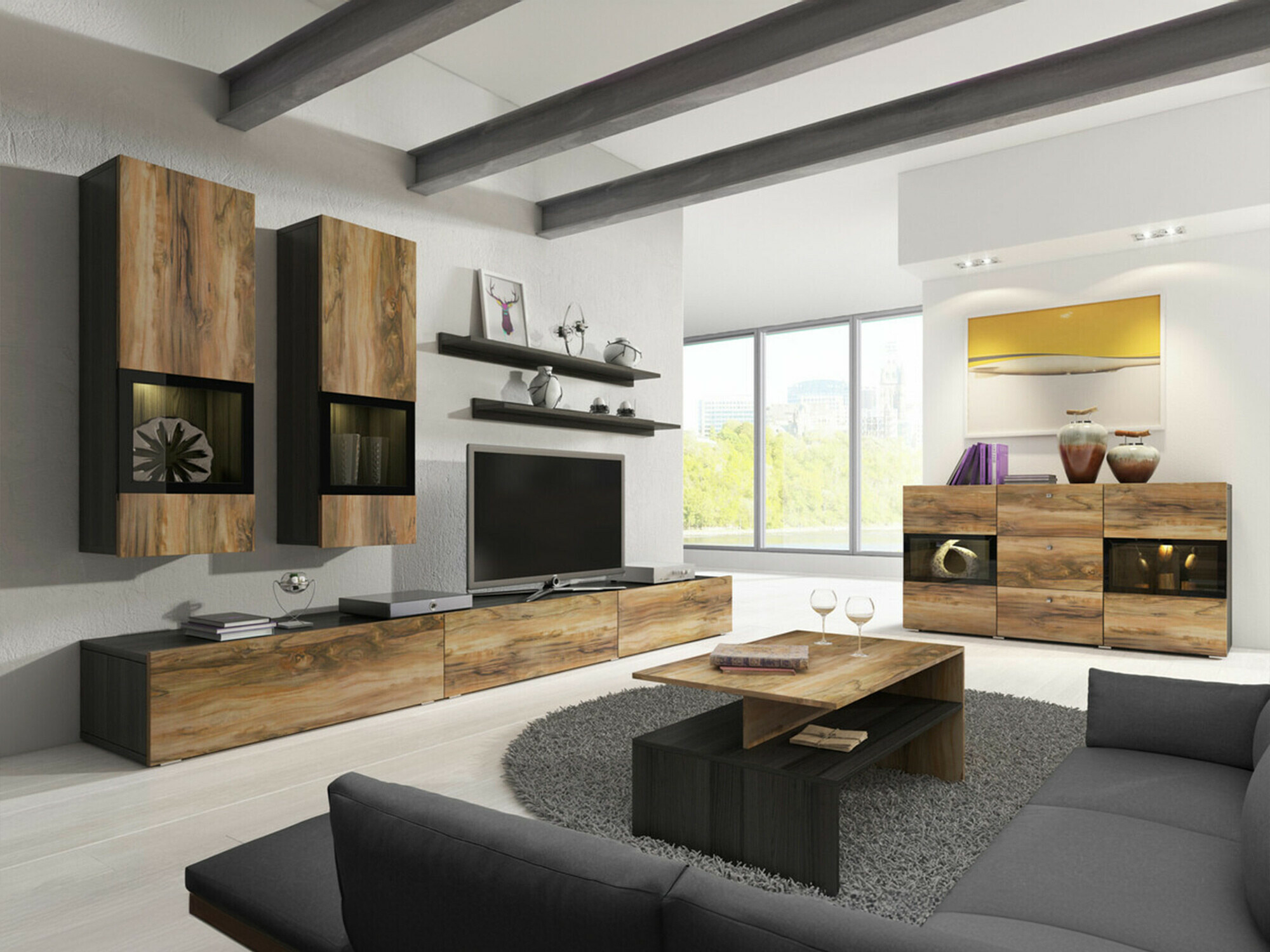 Nappali szett Serodeu 100 (Dió + Sötét barna)