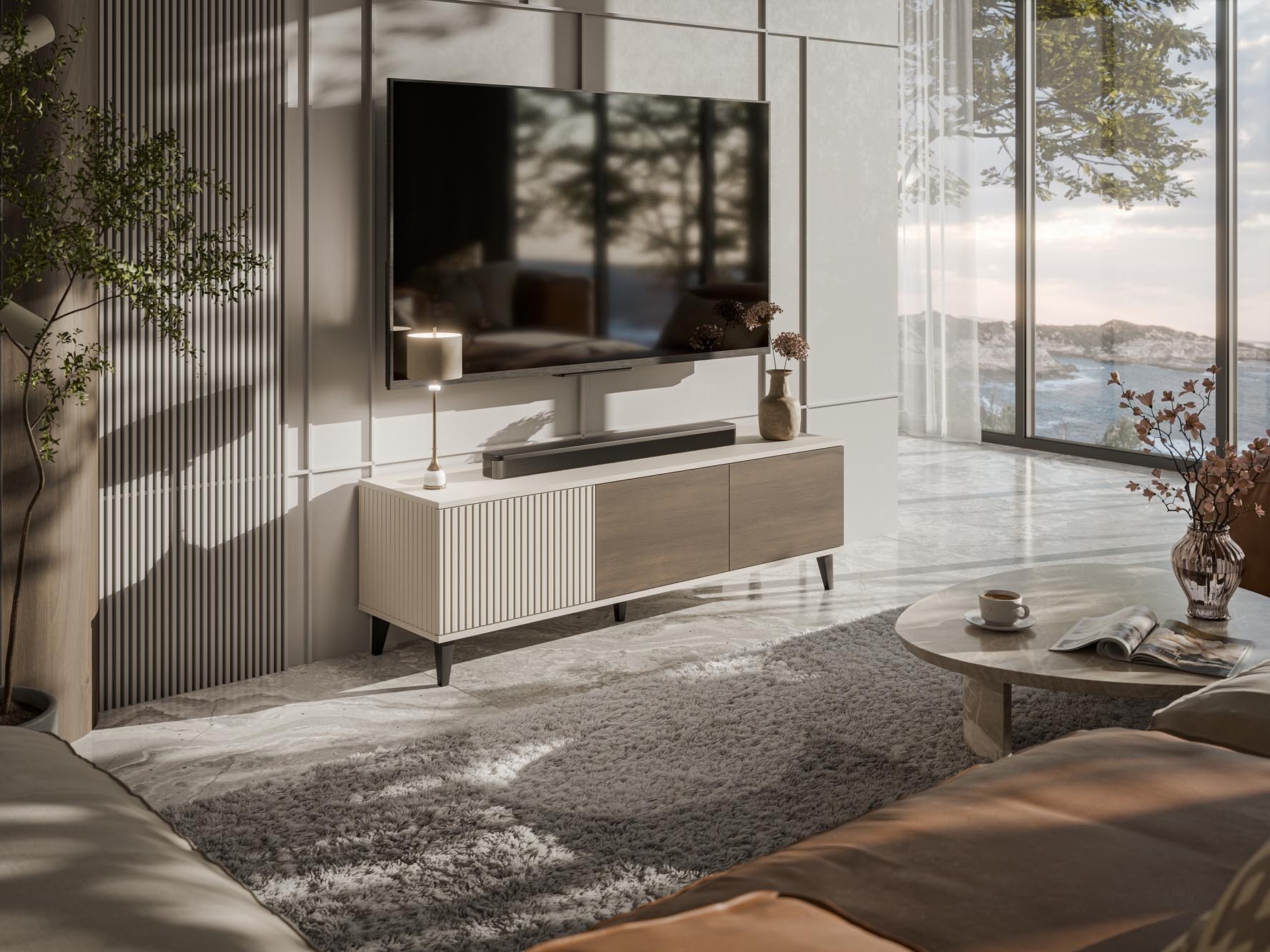 TV-állvány Luelia 115 (Dió + Kasmír)