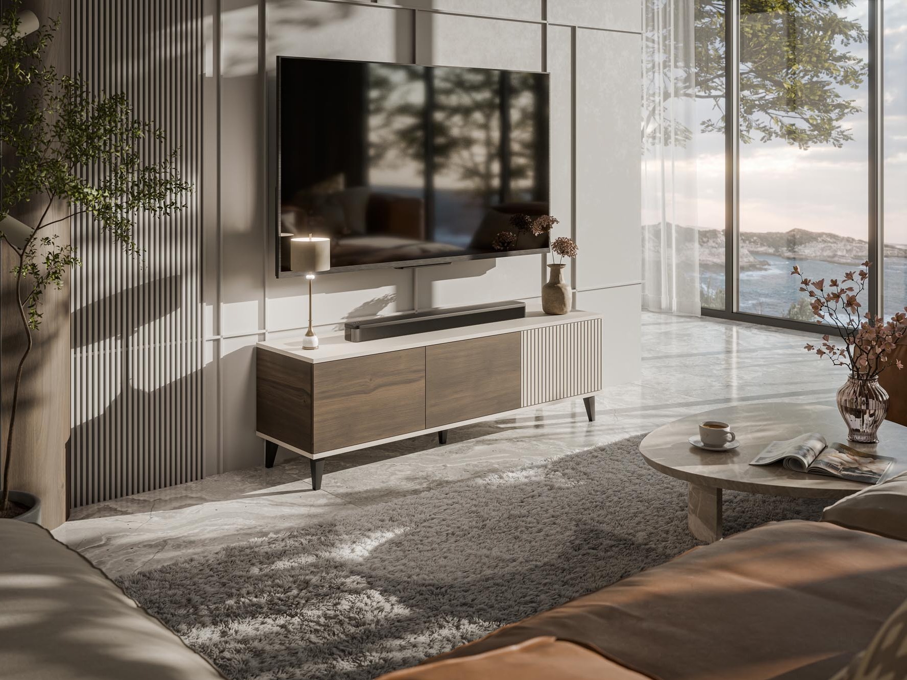 TV-állvány Luelia 116 (Dió + Kasmír)