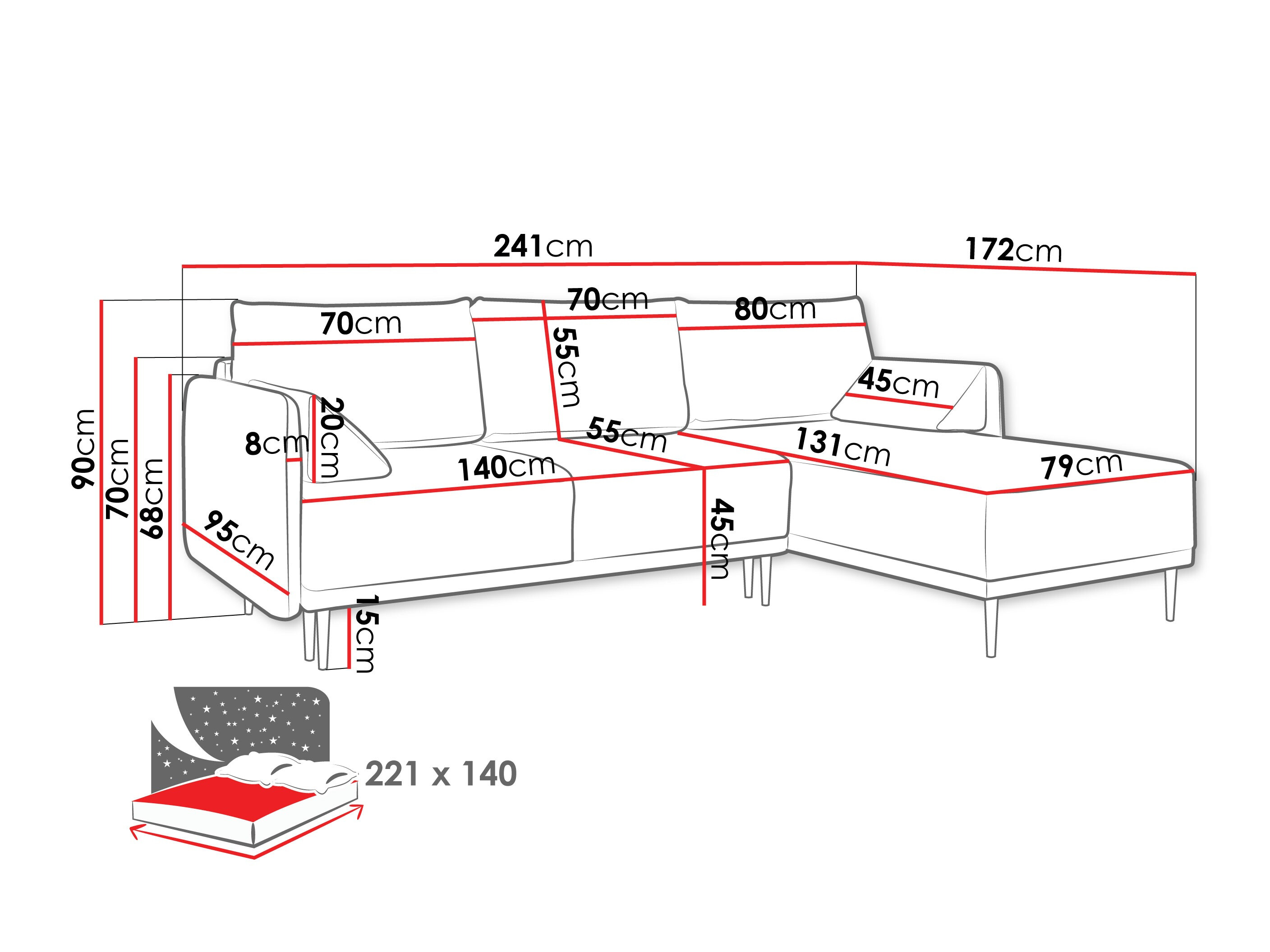 Sarokkanapé ComfiDream Clarora (Sicuro 10)