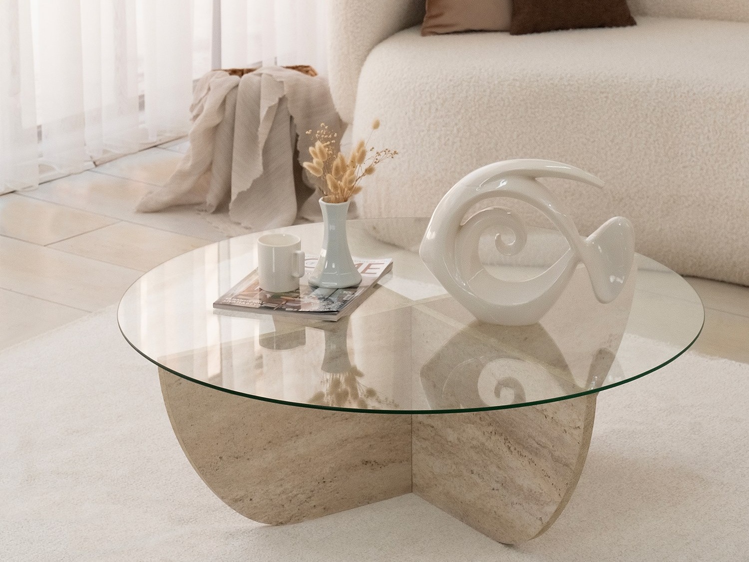 Dohányzóasztal Kailua 411 (Könnyű travertin)