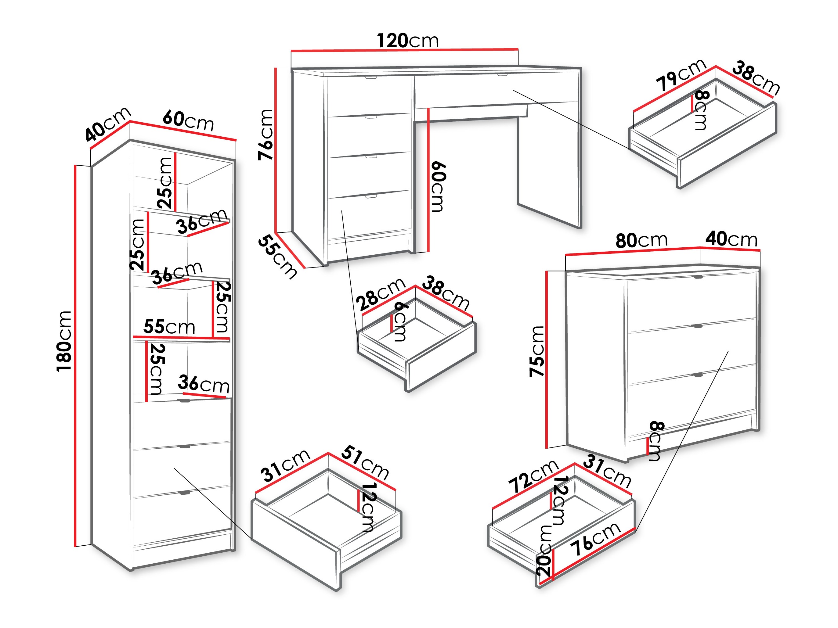 Otthoni iroda készlet Comfivo Larmire 120 (Fekete)