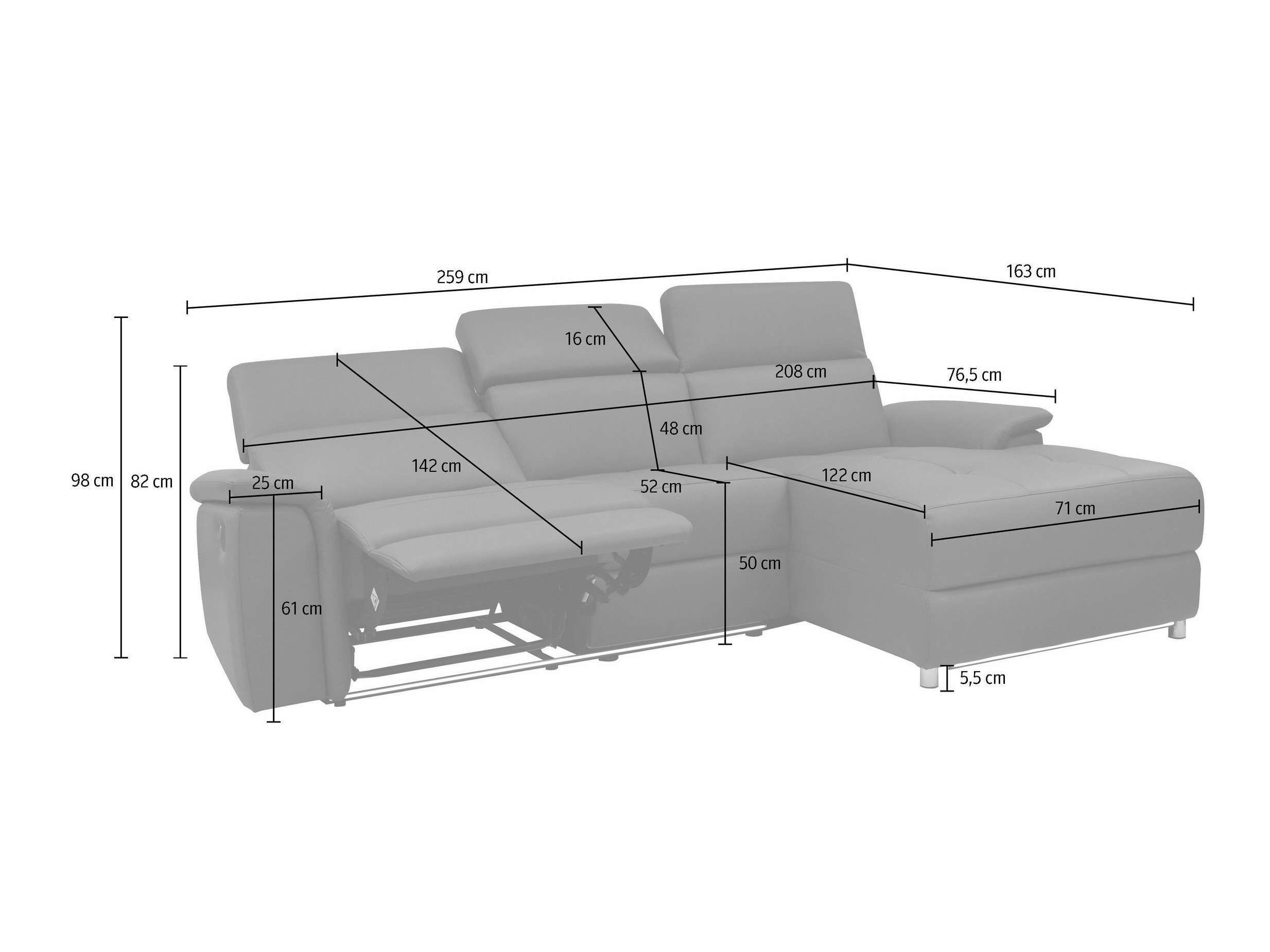 Relax sarokkanapé Denton 1488 (Fekete)