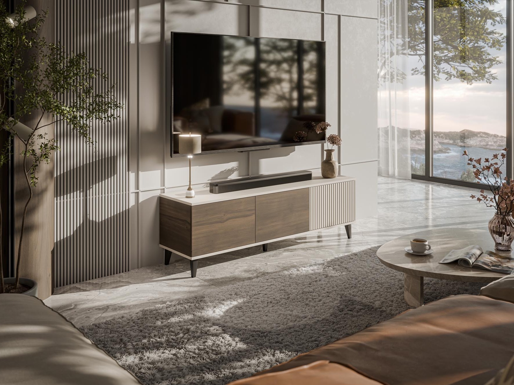 TV-állvány Luelia 115 (Dió + Kasmír)