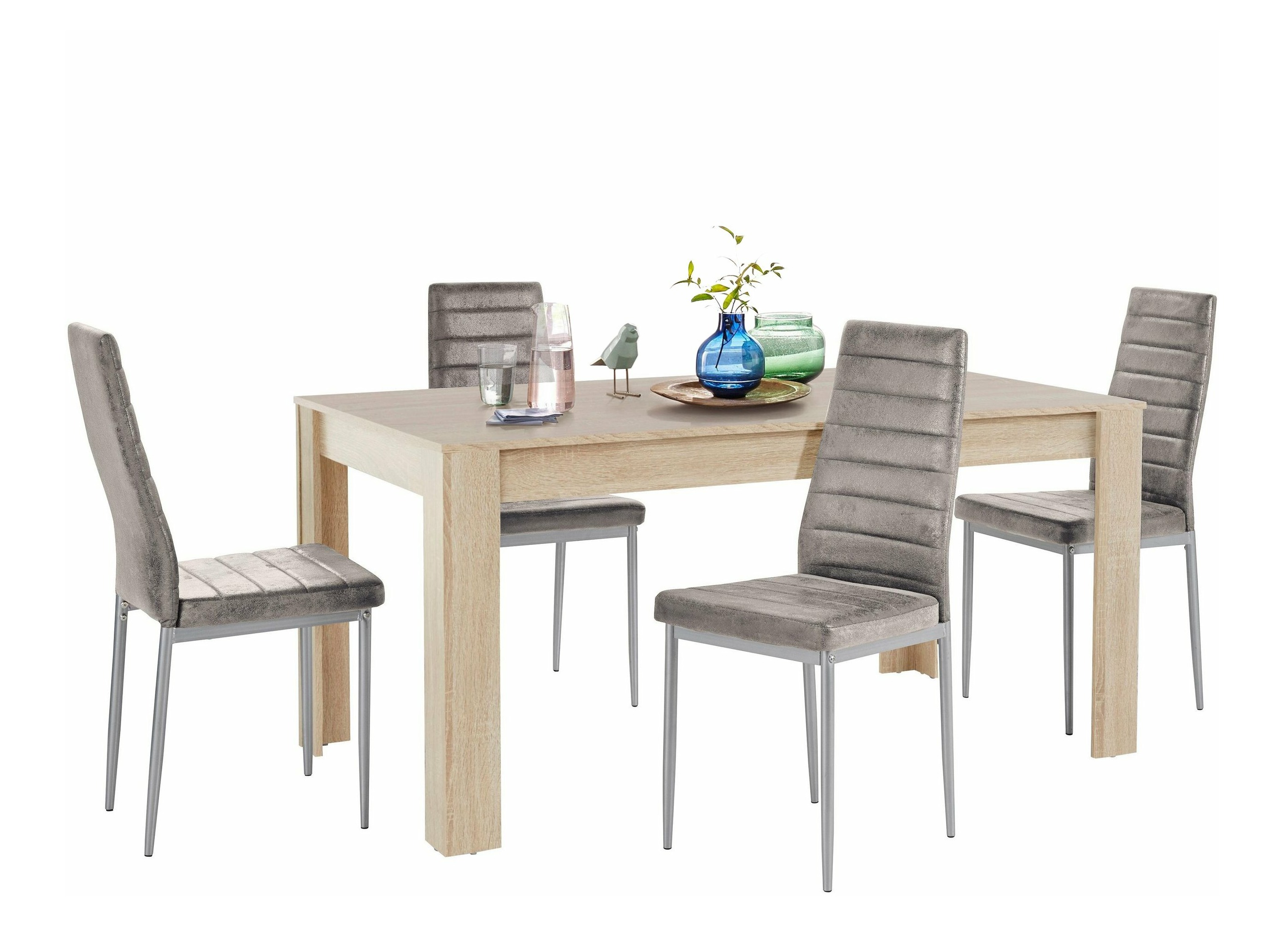 Étkezőgarnitúra Denton 603 (Ezüst + Világosszürke)