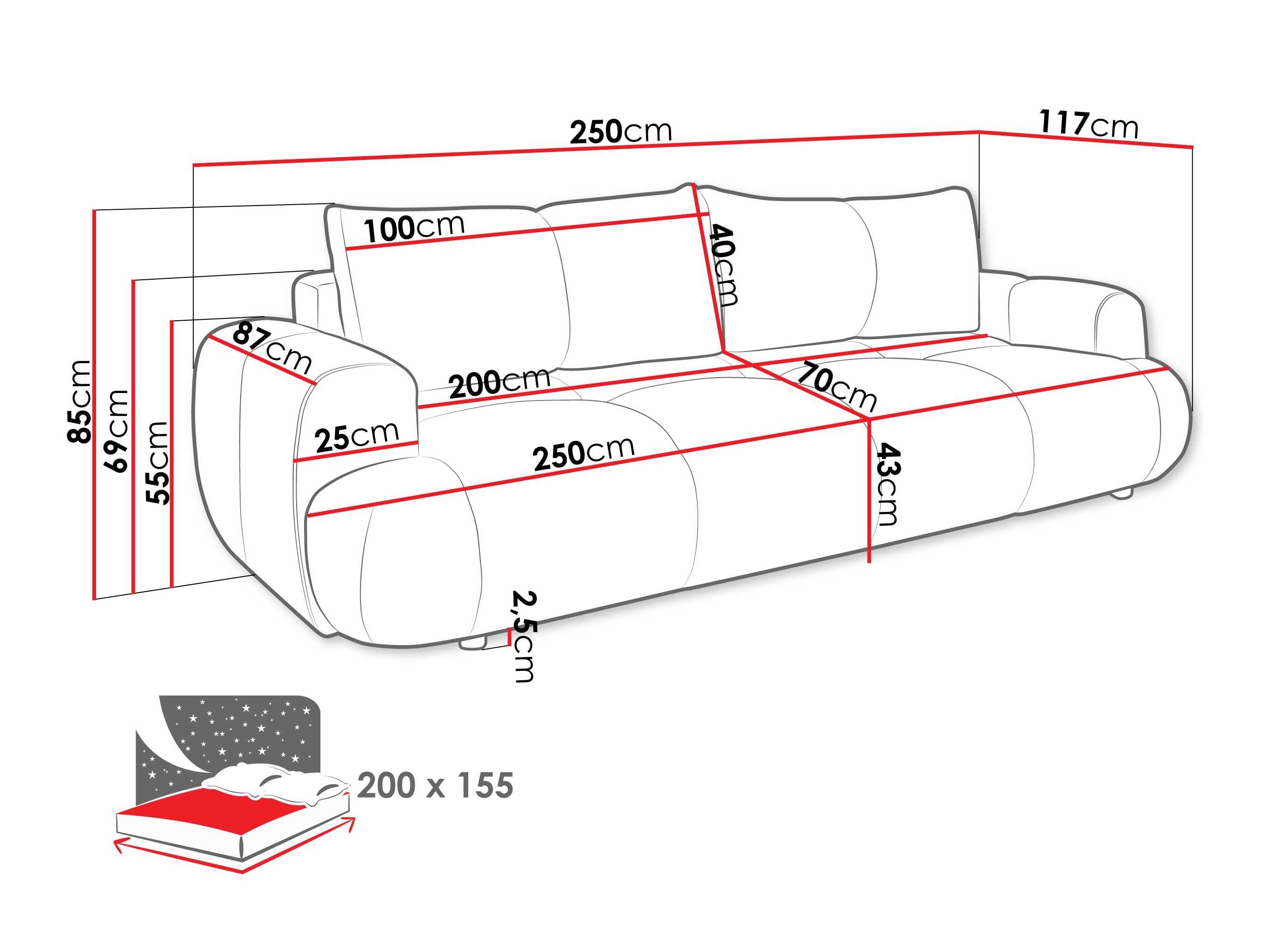 Kanapéágy TrendyNest 115 (Now Or Never 03)