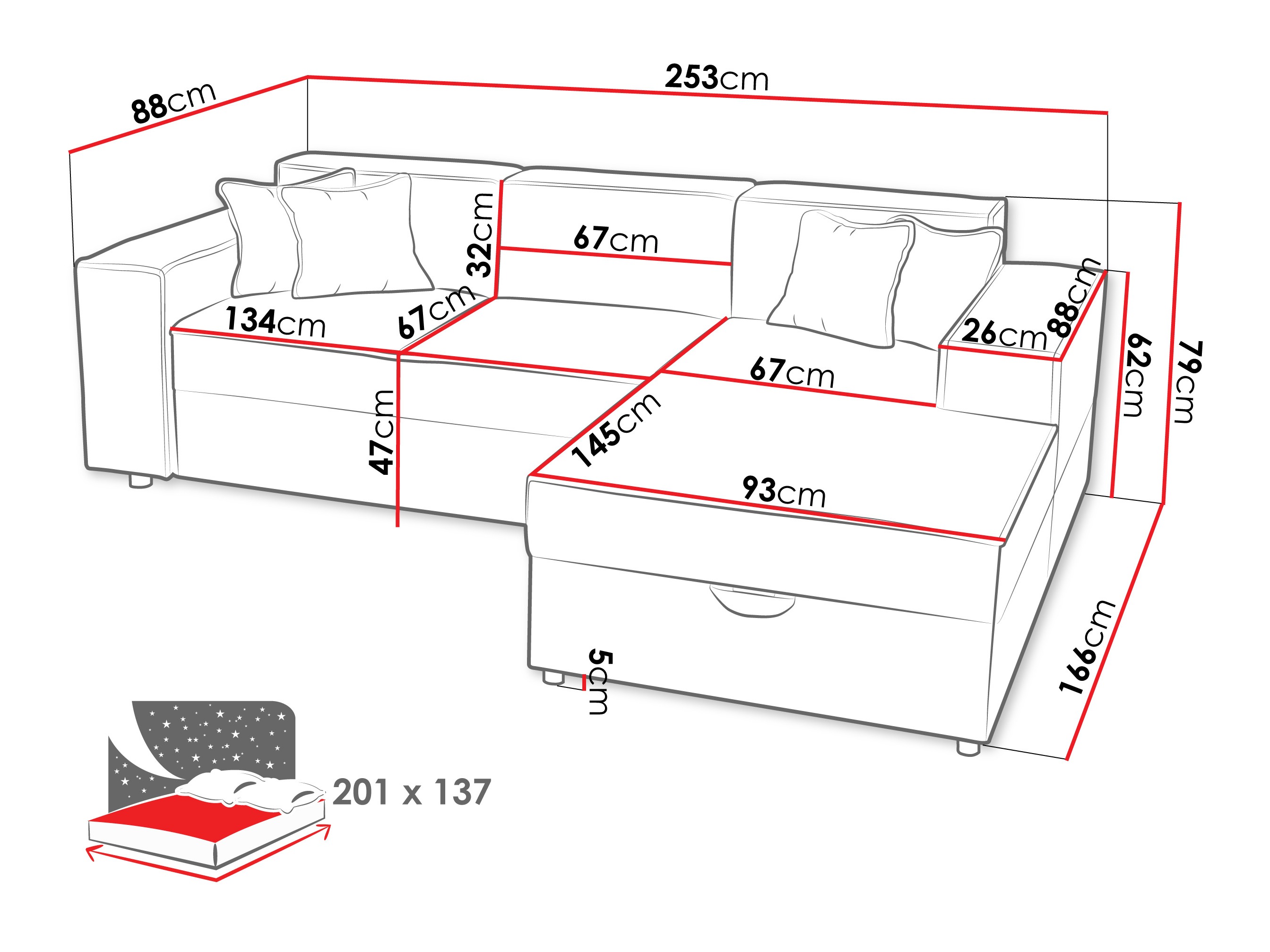 Sarokkanapé Clovis 116 (Coral 15)