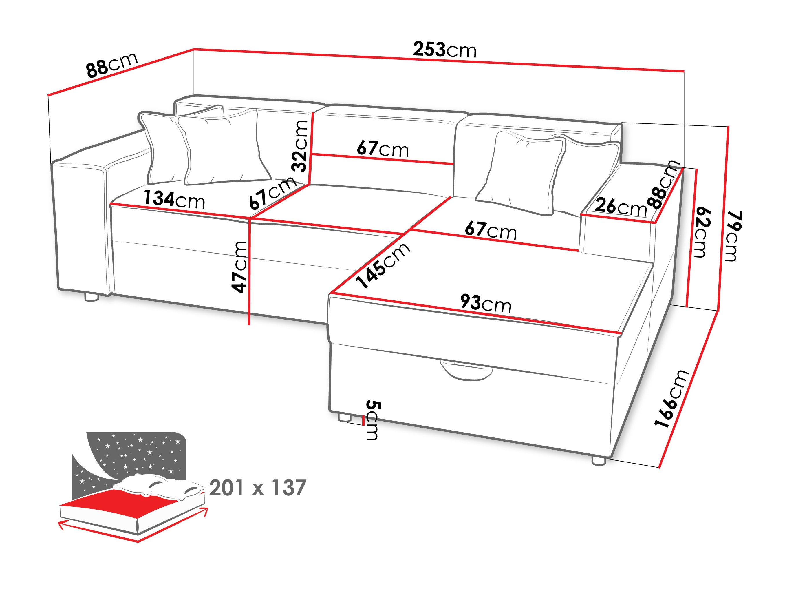 Sarokkanapé Clovis 116 (Coral 80)