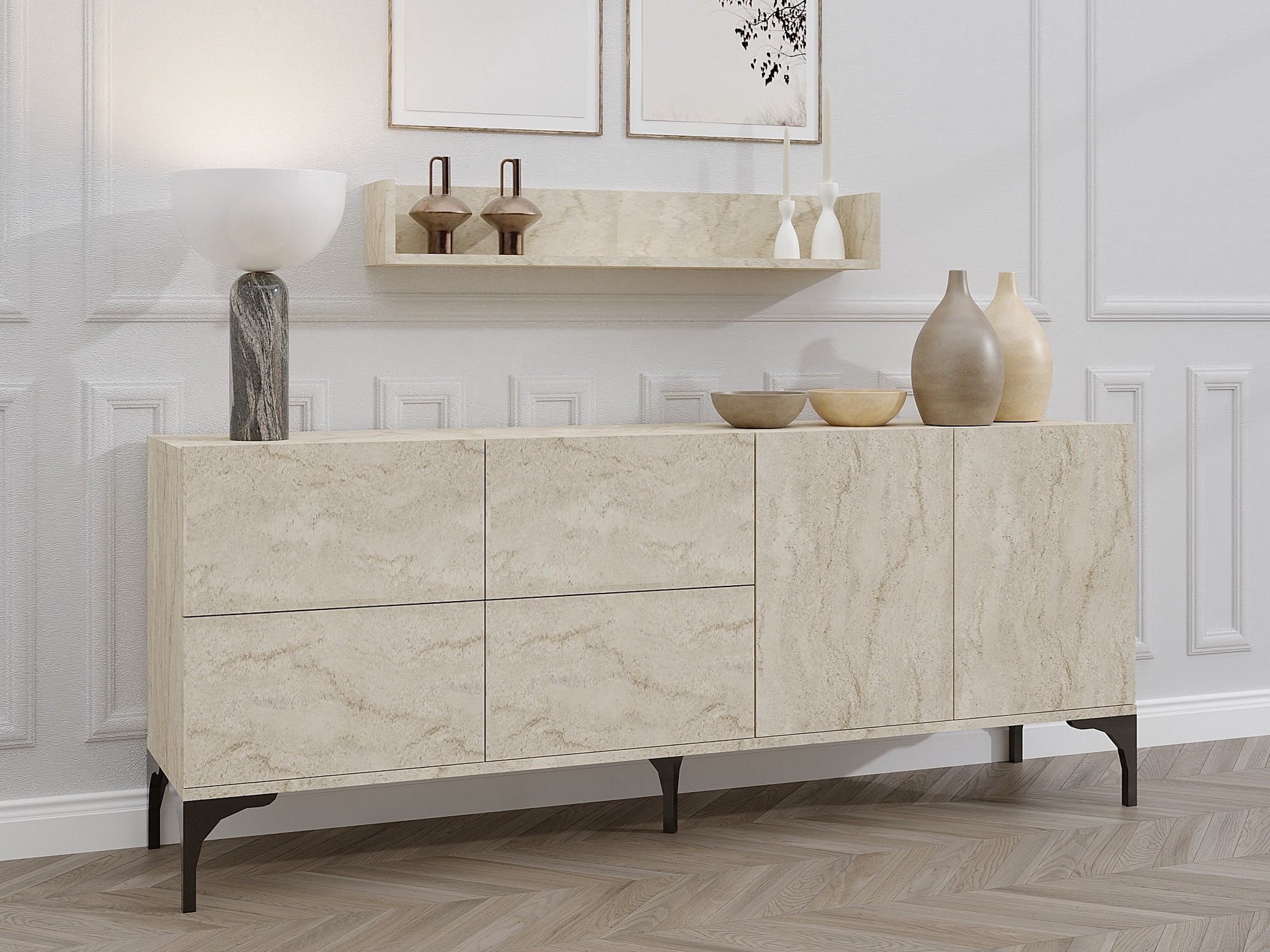 Szekrény Vestesu 140 (Világos Travertine)