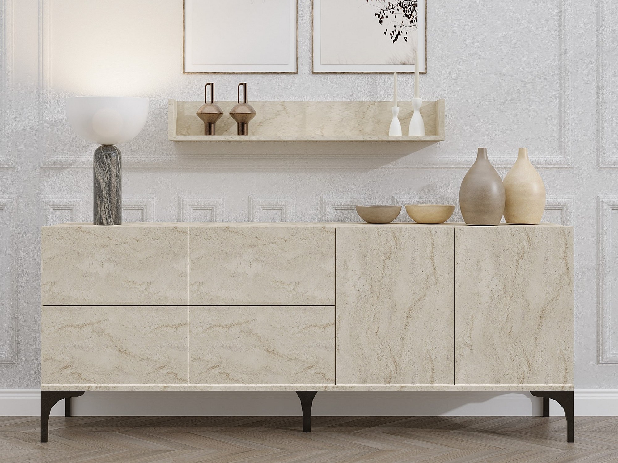 Szekrény Vestesu 140 (Világos Travertine)