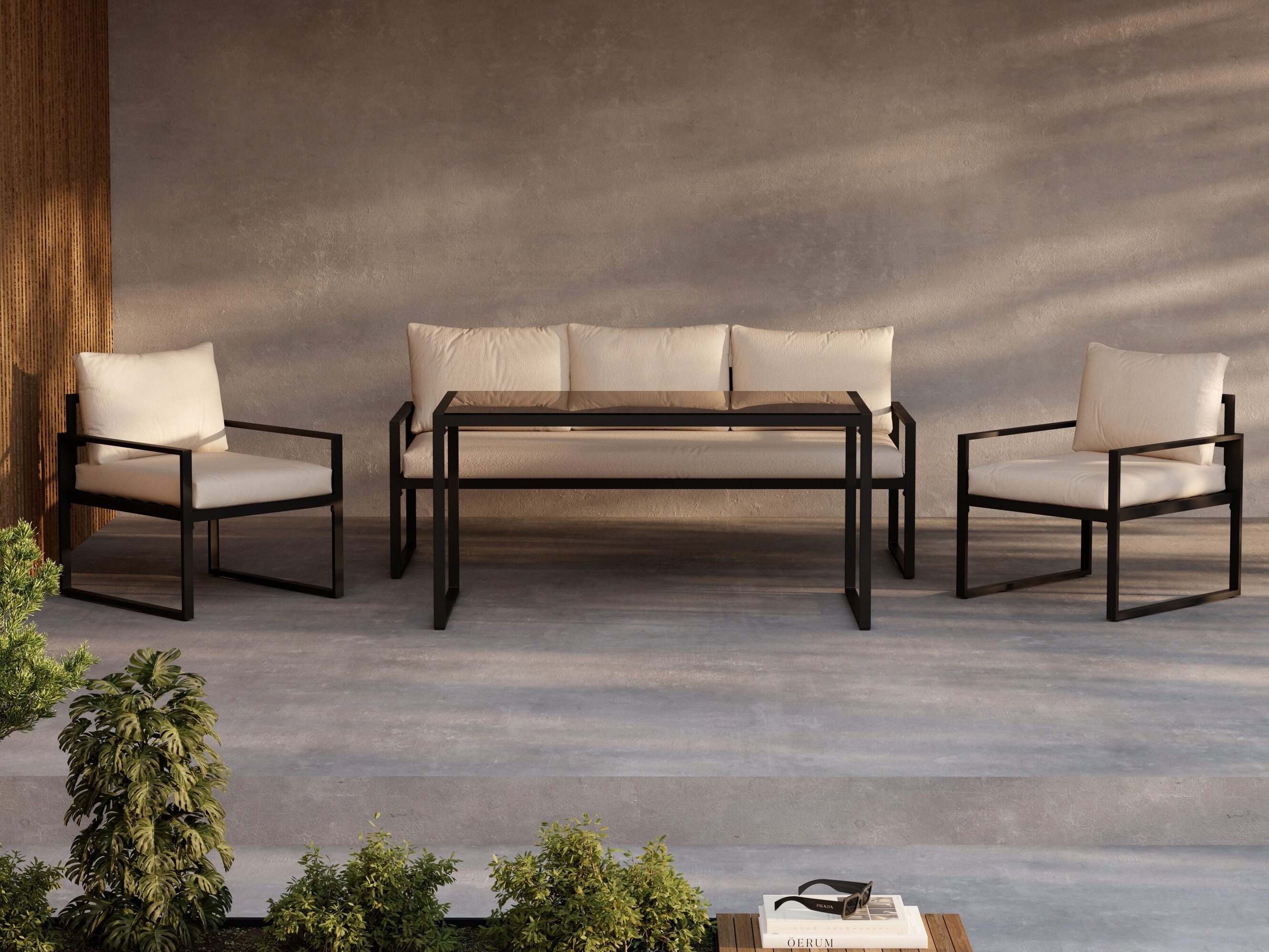 Kerti bútor Dallas 4733 (Fekete + Bézs)