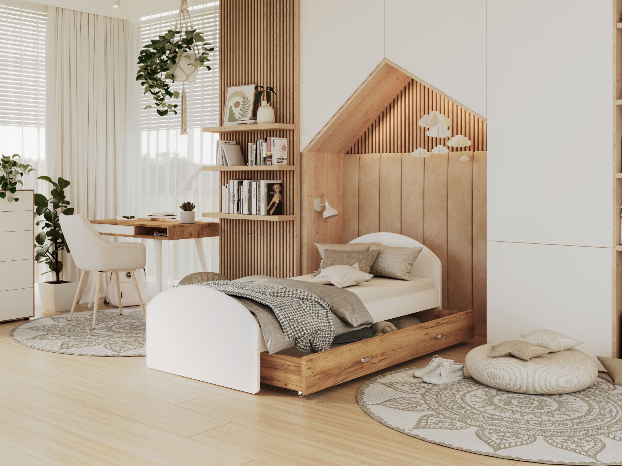 Ágy Aurora 177 (Fehér + Craft tölgy)