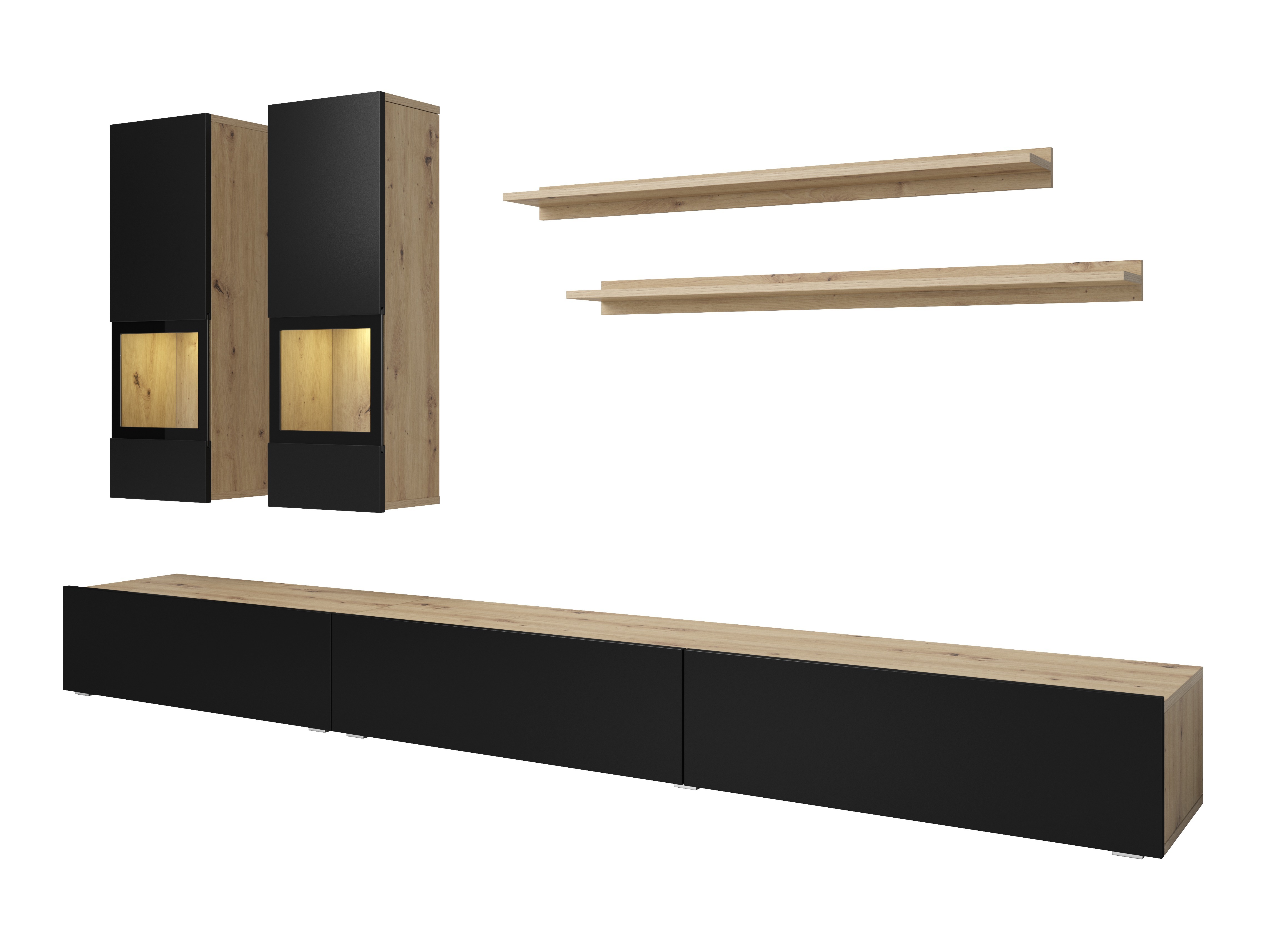 Nappali szett Serodeu 100 (Artisan tölgy + Matt fekete)