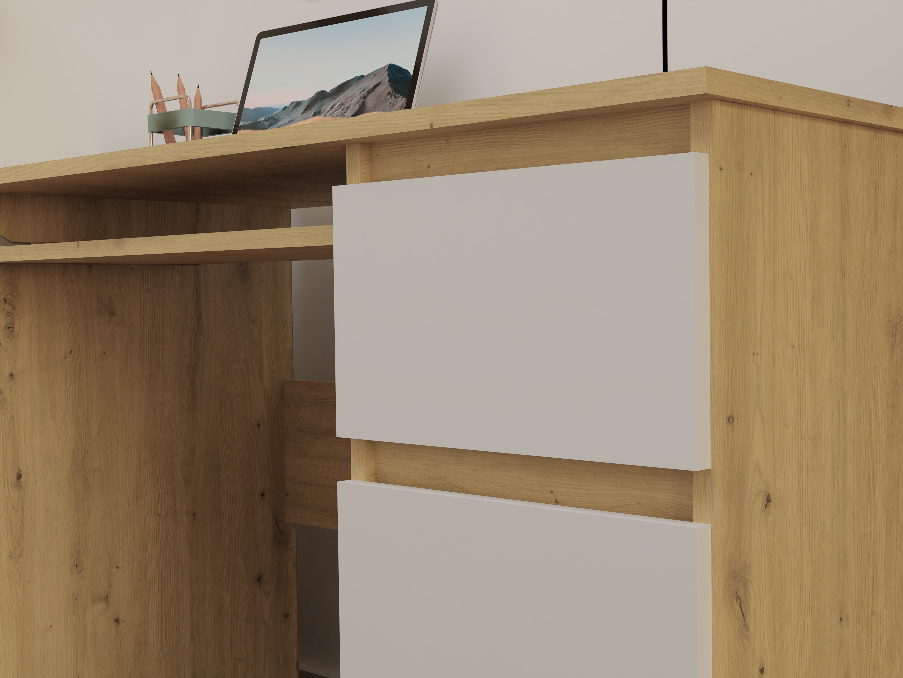 Íróasztal Mandeville 178 (Artisan tölgy + Fehér)