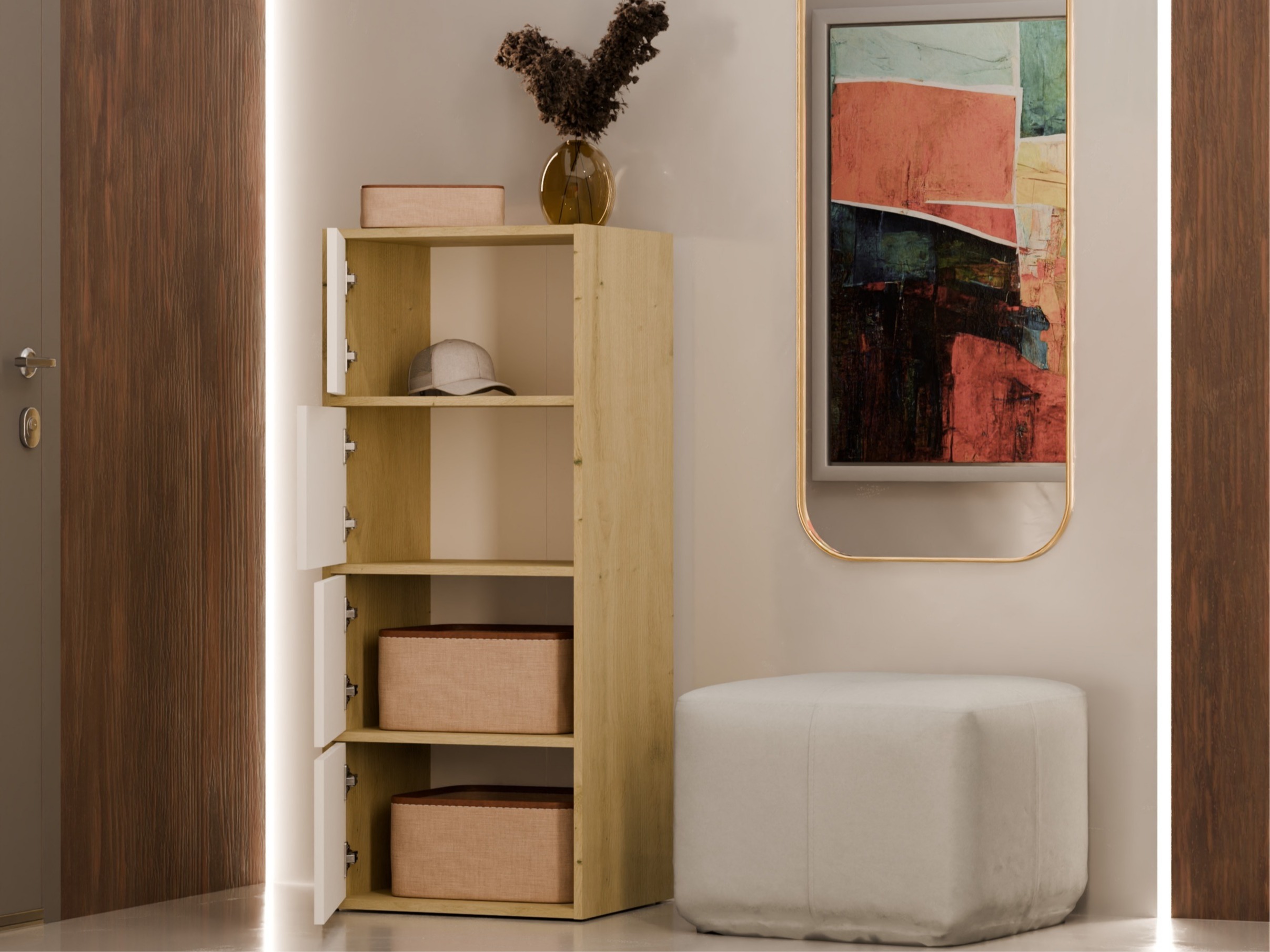 Szekrény Mandeville 298 (Fehér + Artisan tölgy)