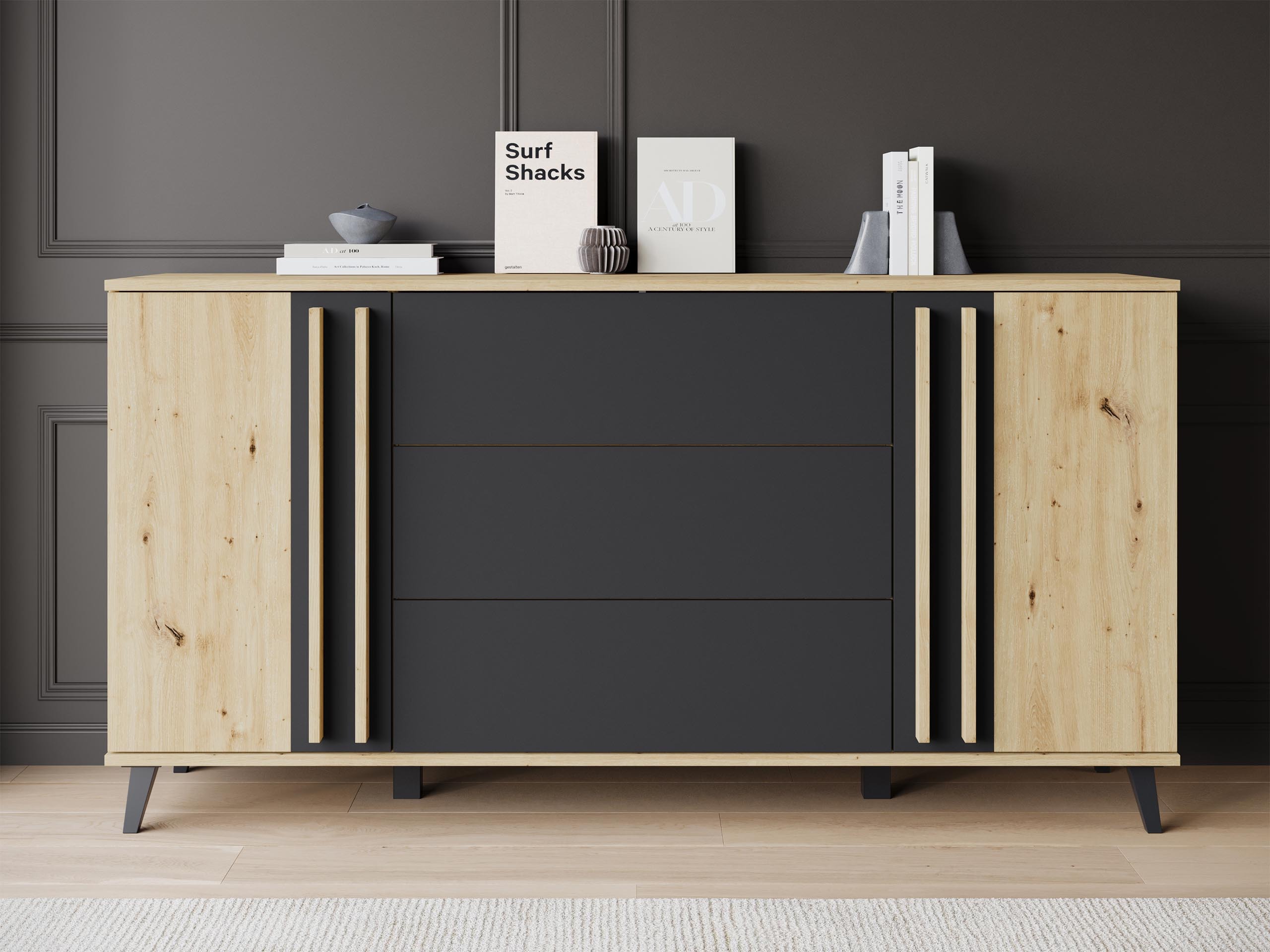 Komód Temora 100 (Artisan tölgy + Grafit)