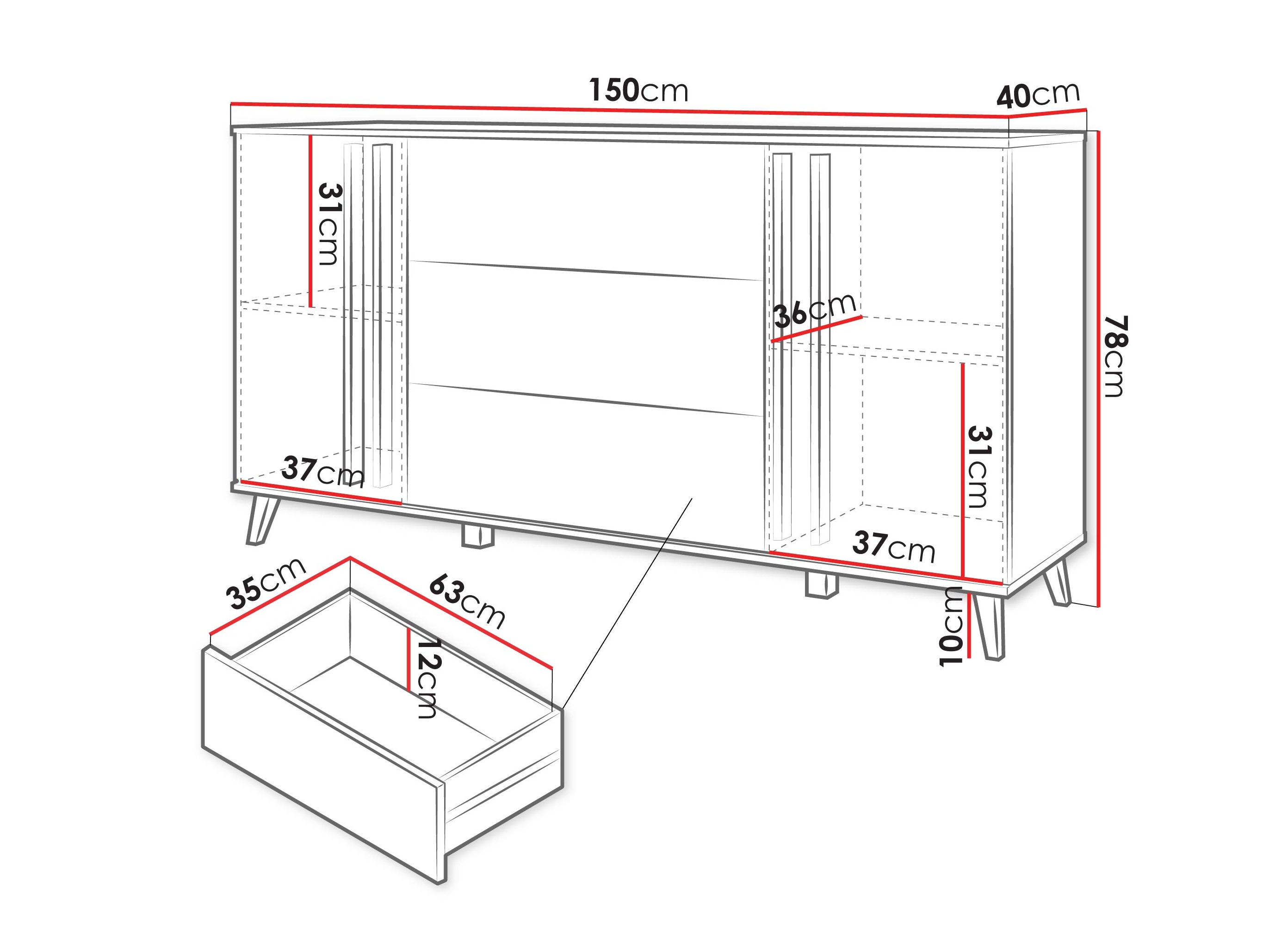 Komód Temora 100 (Artisan tölgy + Grafit)
