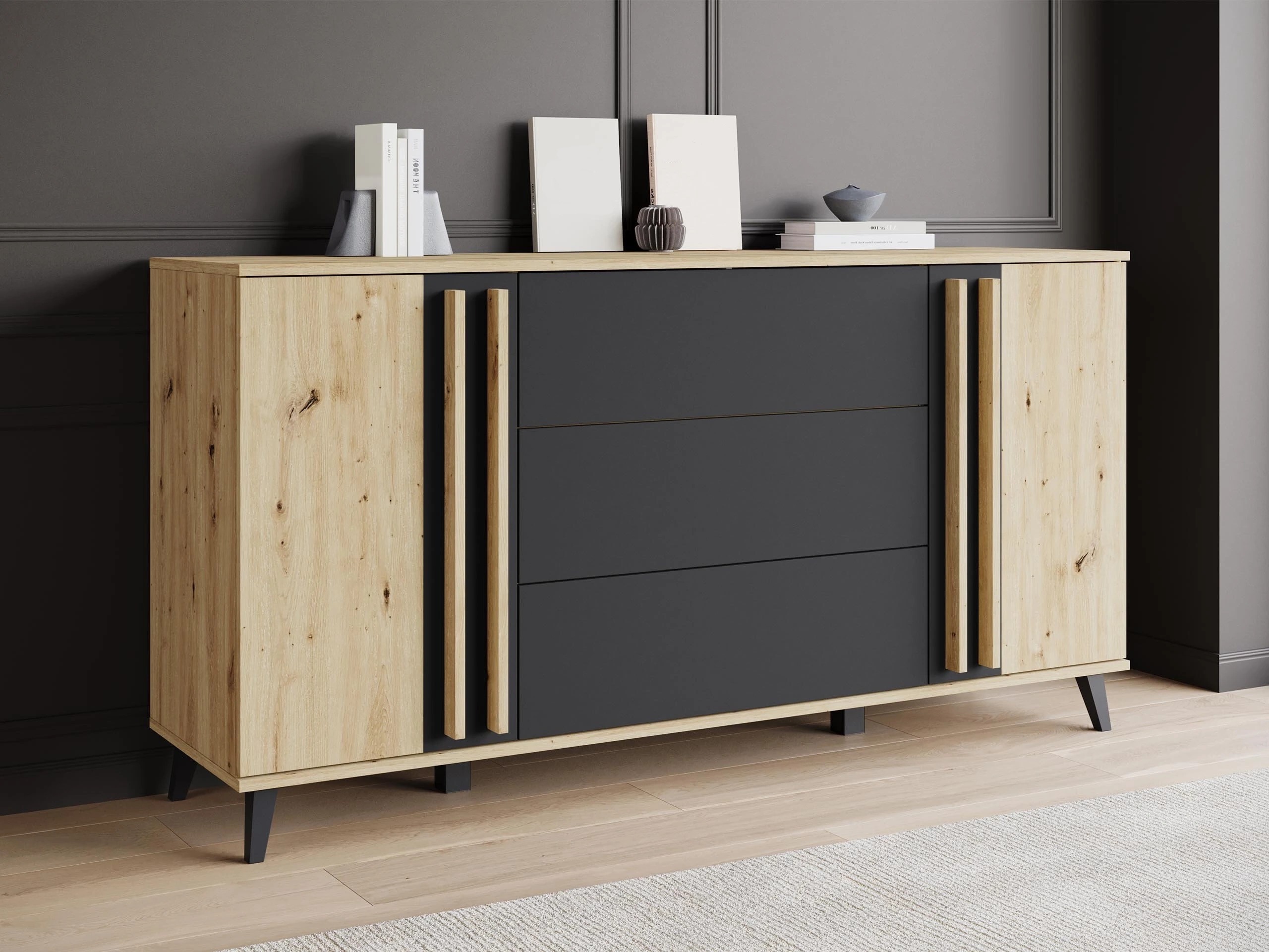 Komód Temora 100 (Artisan tölgy + Grafit)