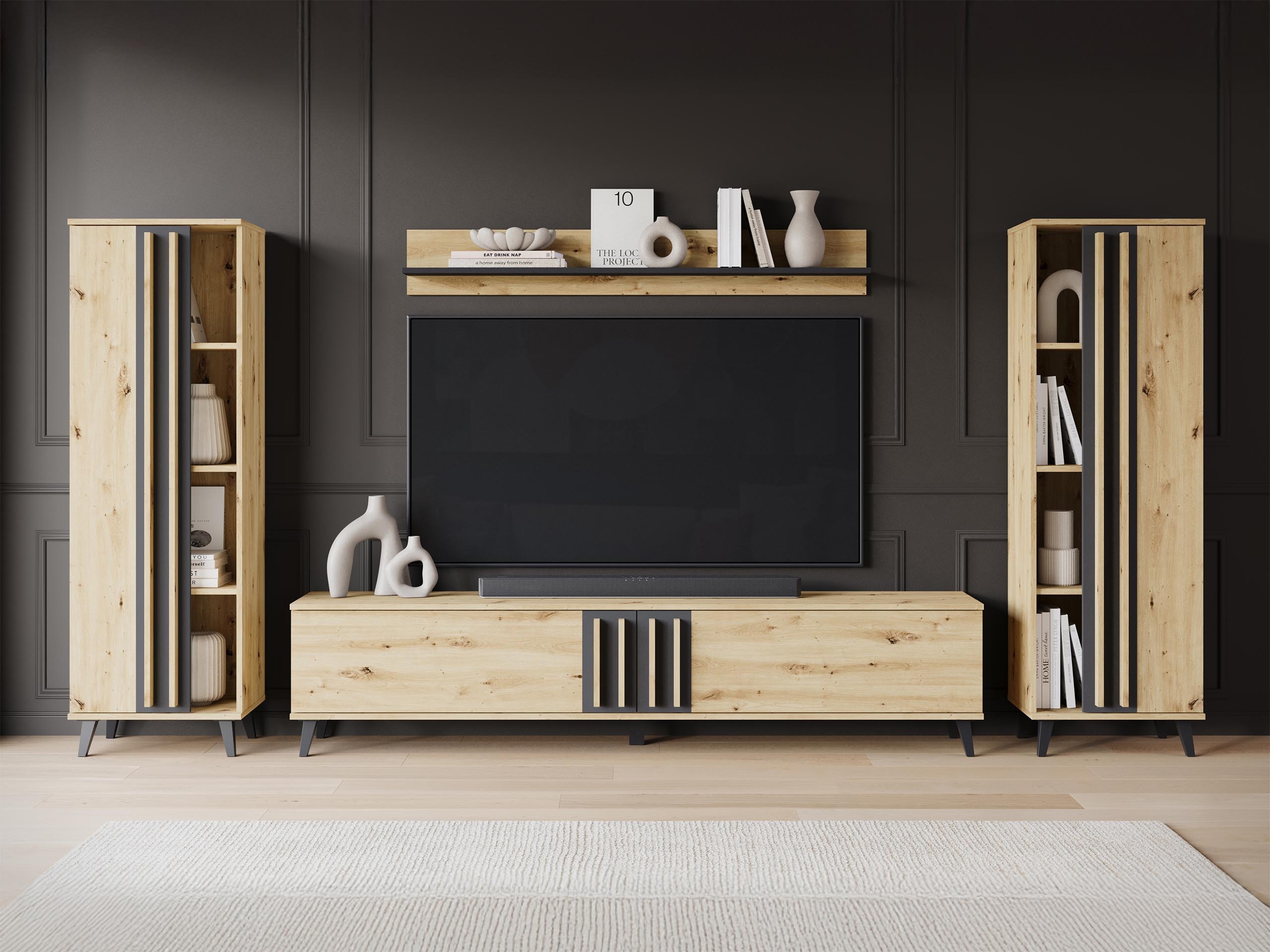 Nappali szett Temora 102 (Artisan tölgy + Grafit)