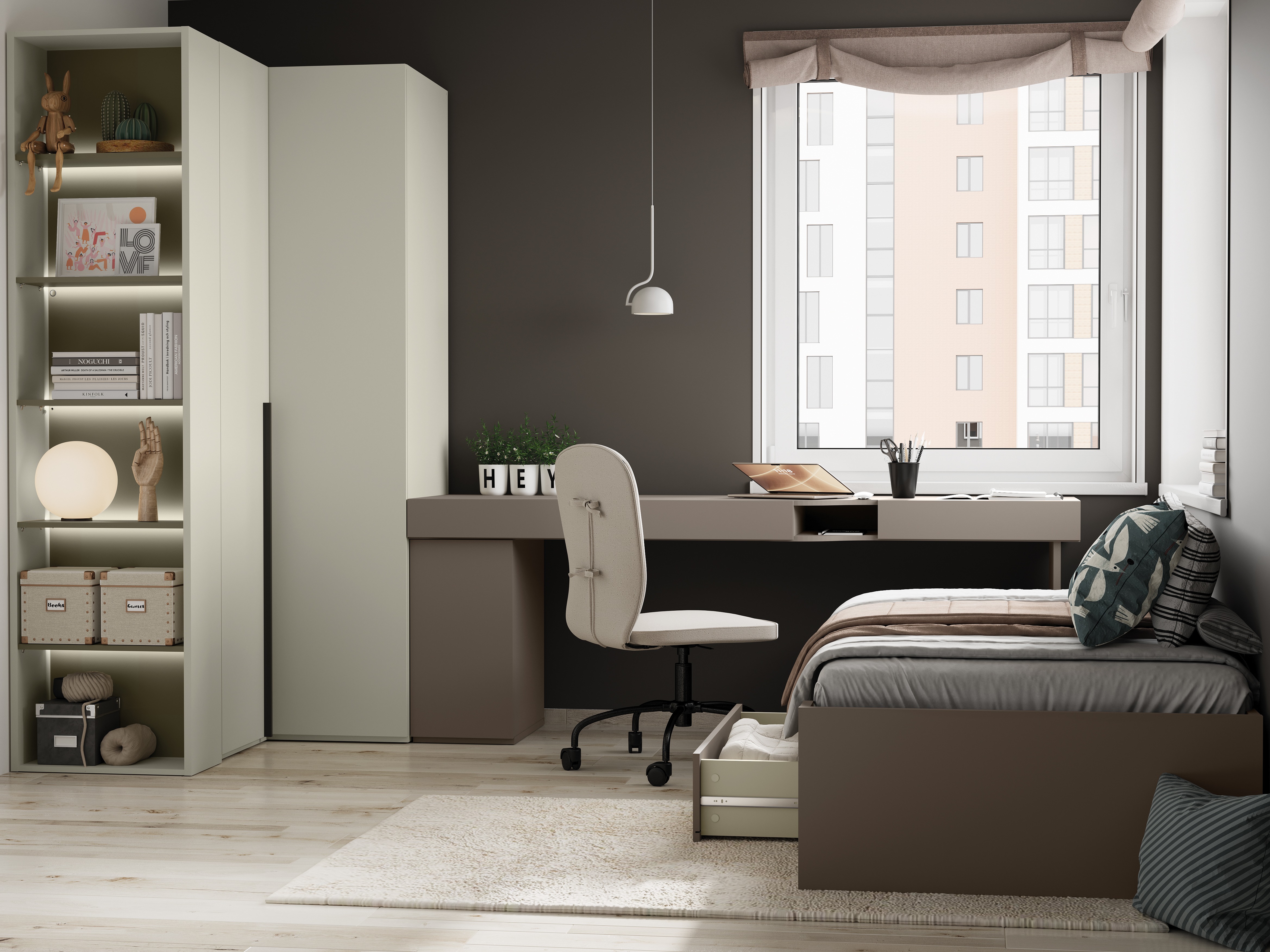 Könyvespolc Evareve 104 (Zöld + Világosbarna)