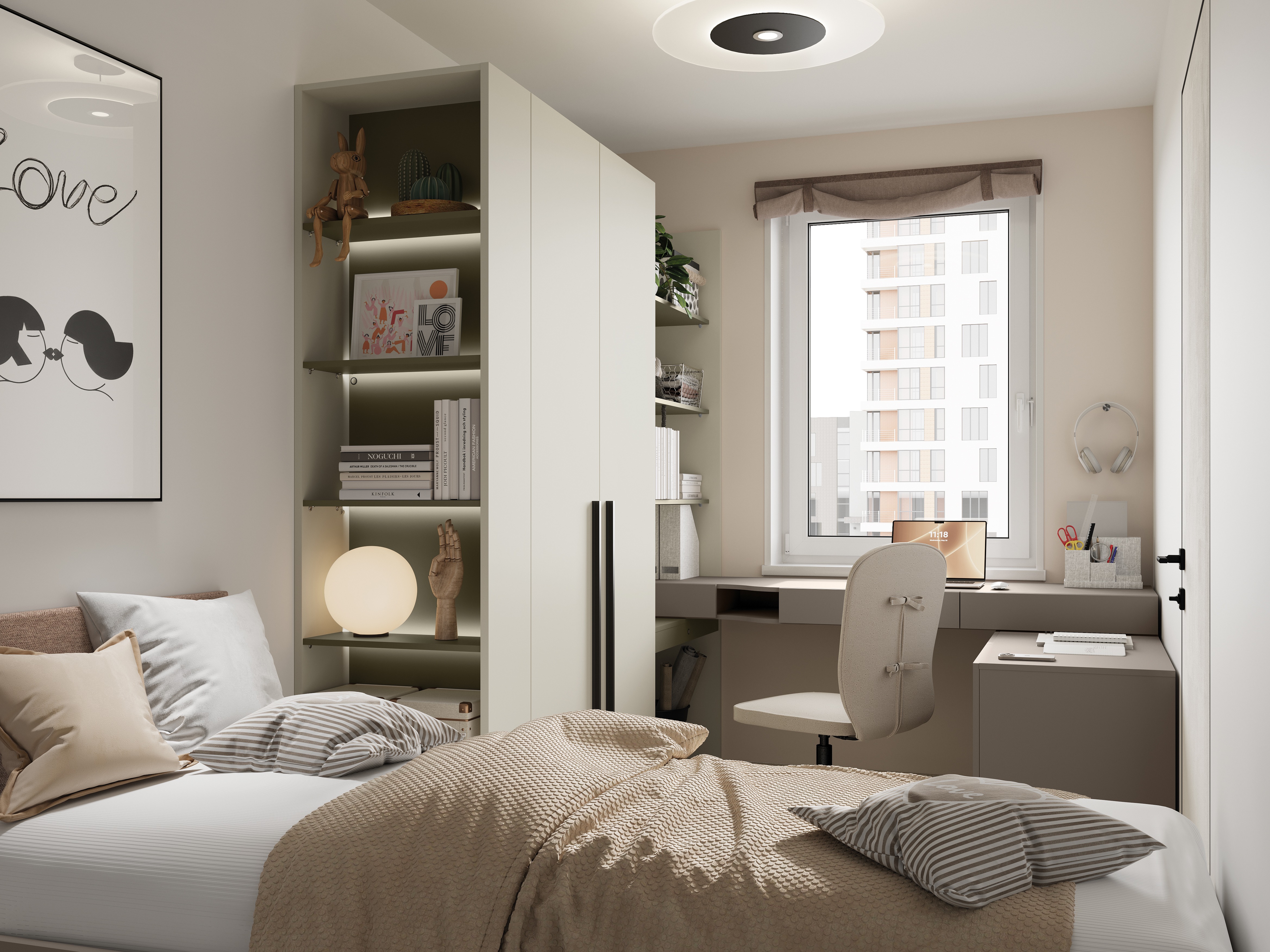 Könyvespolc Evareve 104 (Zöld + Világosbarna)