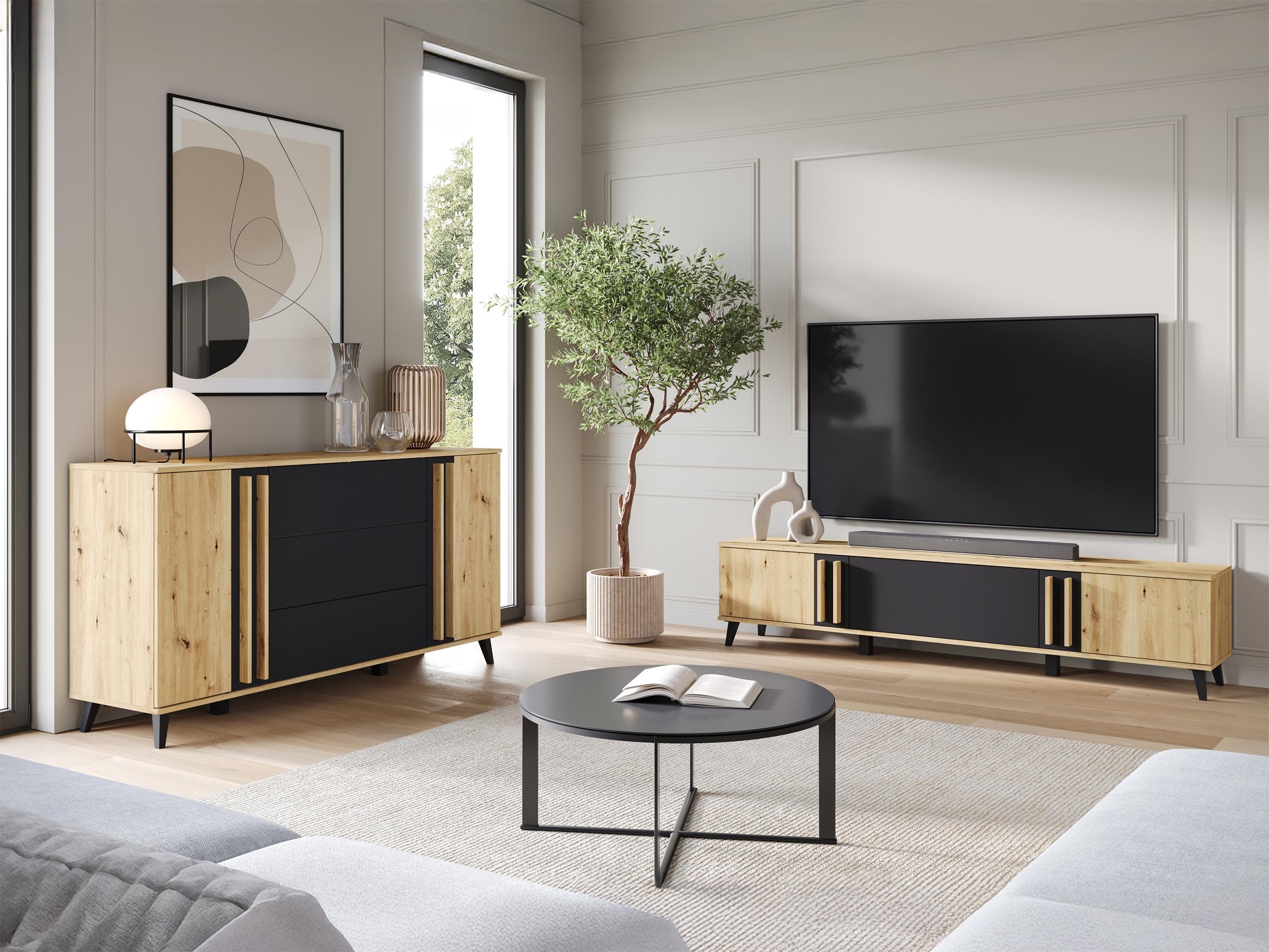 Nappali szett Facetor III (Artisan tölgy + Grafit)