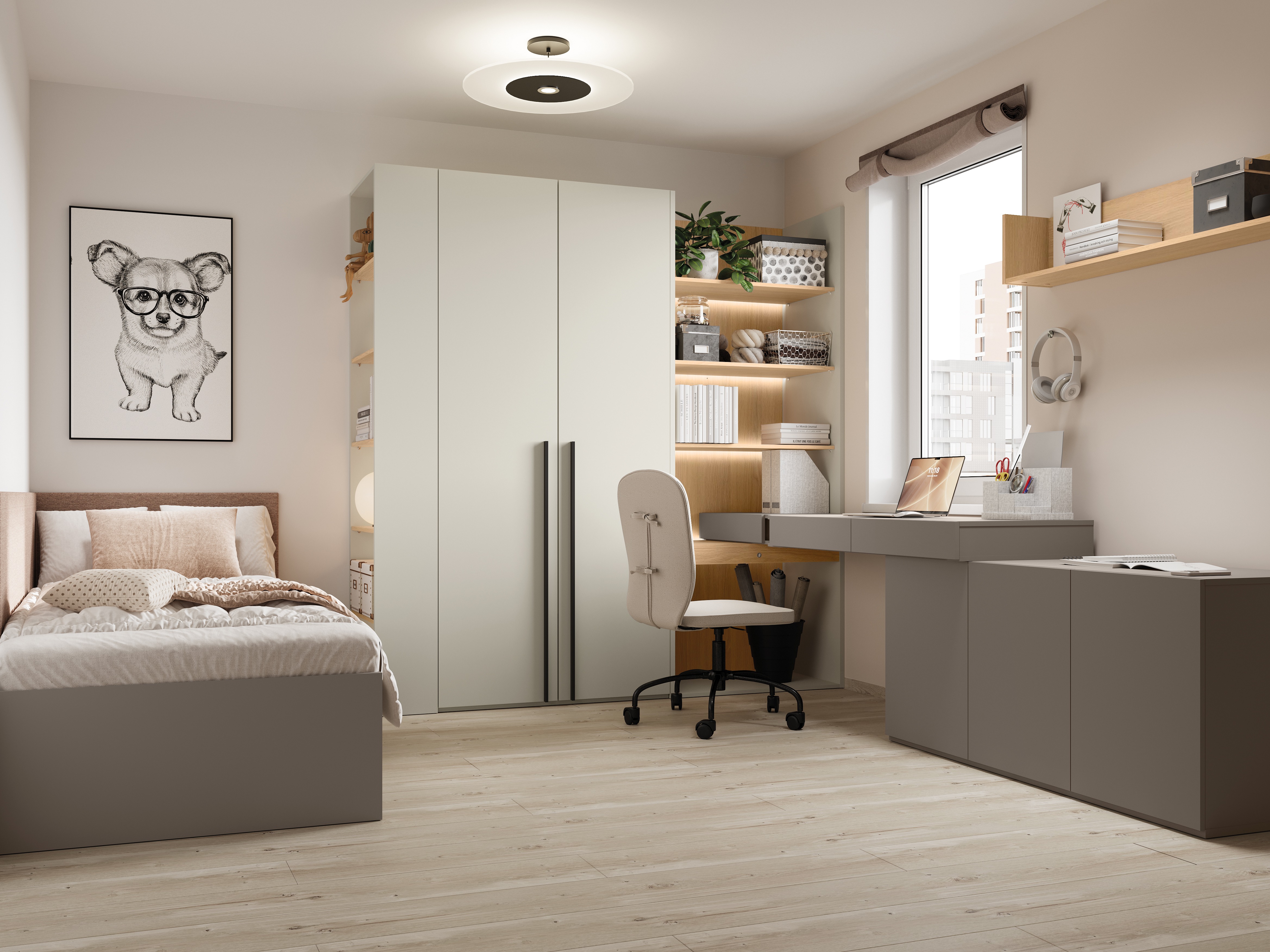 Otthoni iroda készlet Evareve 118 (Szürke + Tölgy)