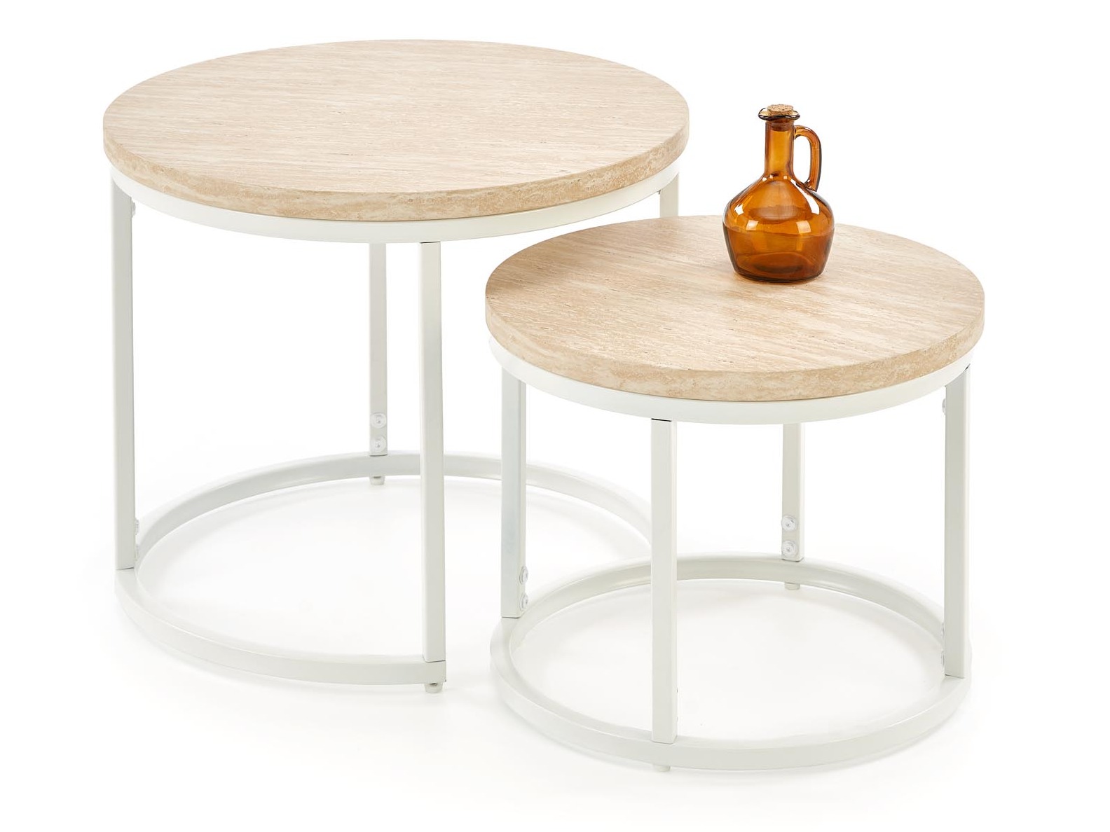 Dohányzóasztal szett Houston 951 (Könnyű travertin + Fehér)