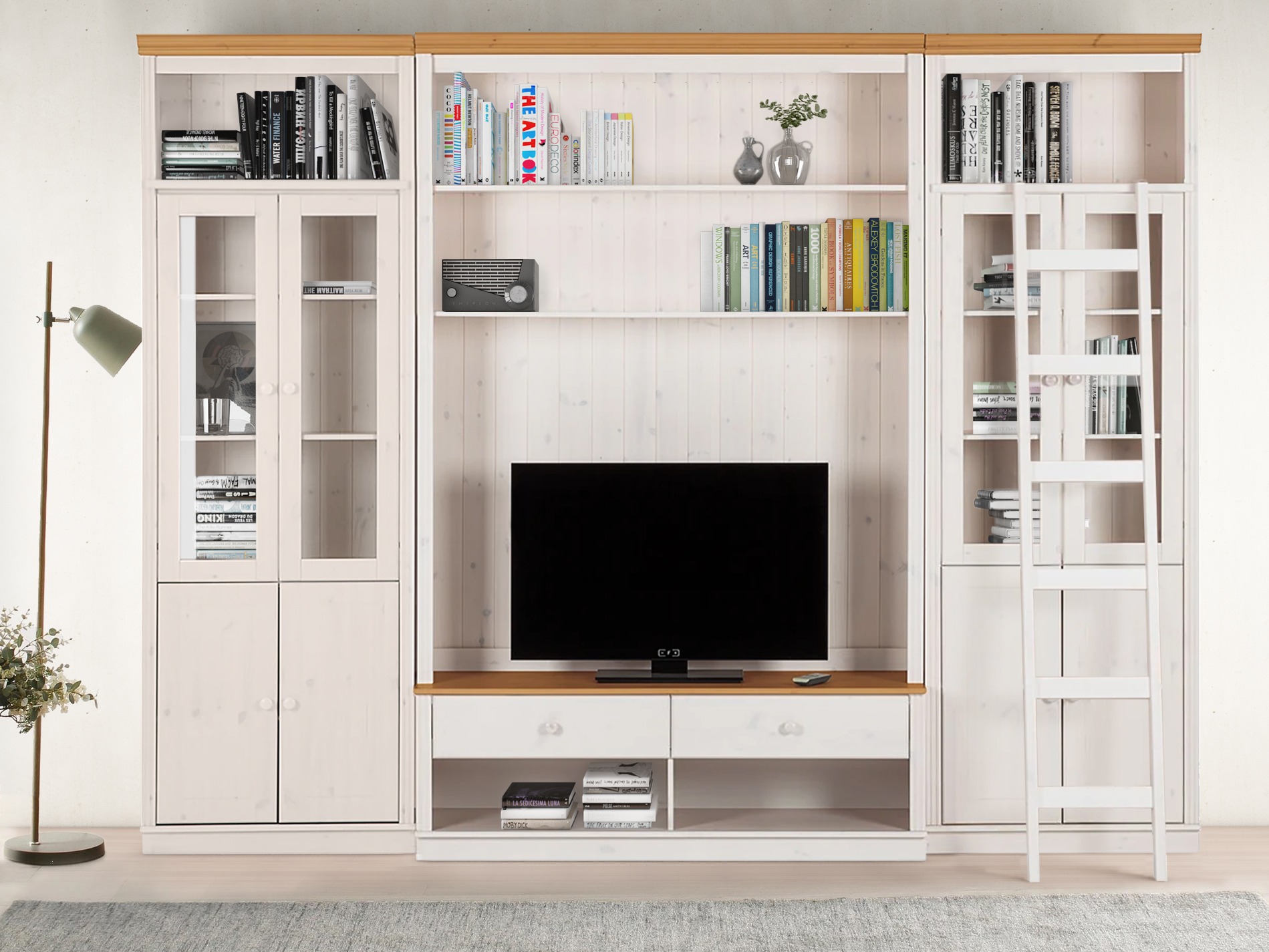 Nappali szett Saltoro 128 (Fehér + Mézes tölgy)