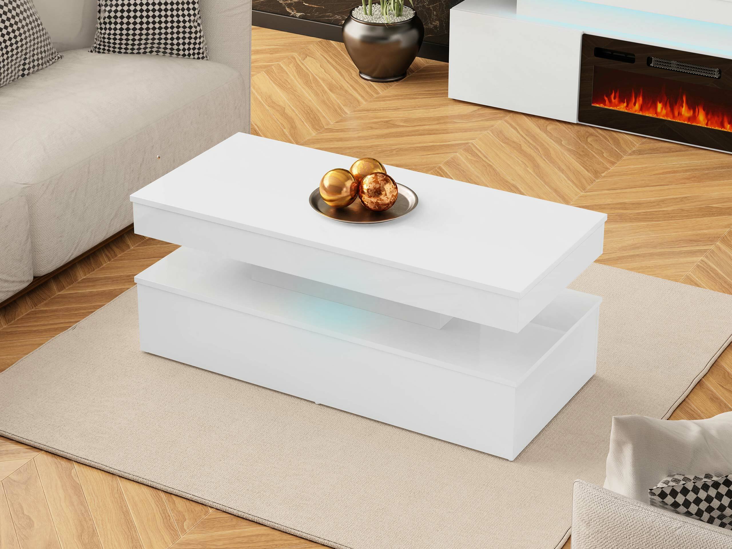 Dohányzóasztal Monfero 100 (Fehér + Fényes fehér)