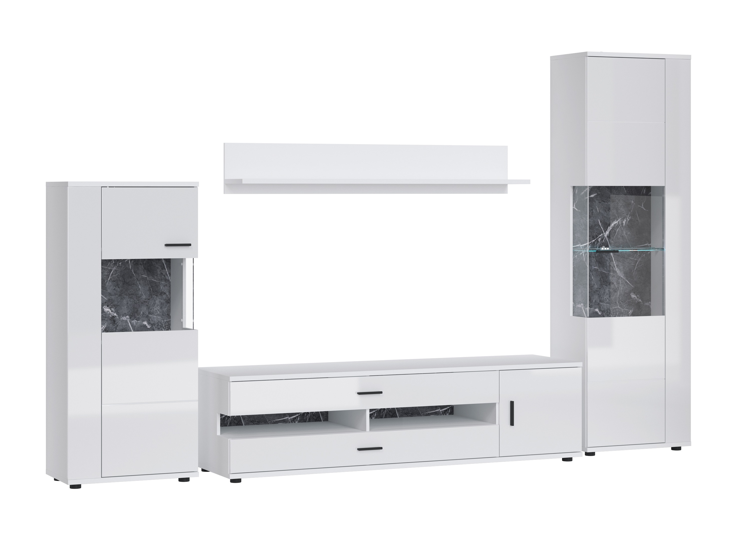 Nappali szett Ontario 161 (Fényes fehér + Fehér)