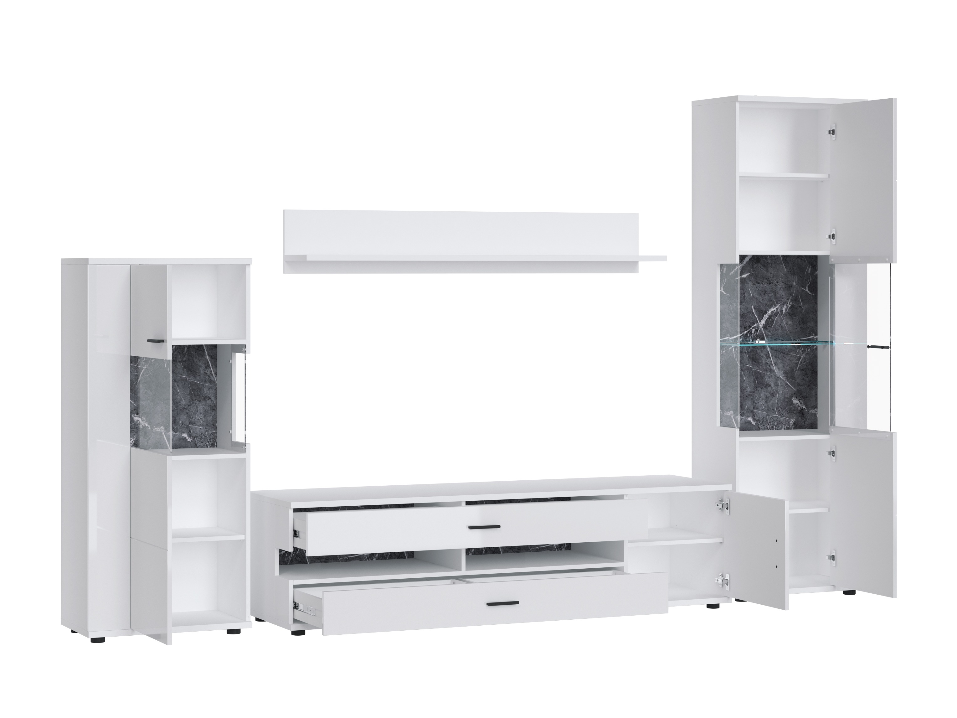 Nappali szett Ontario 161 (Fényes fehér + Fehér)