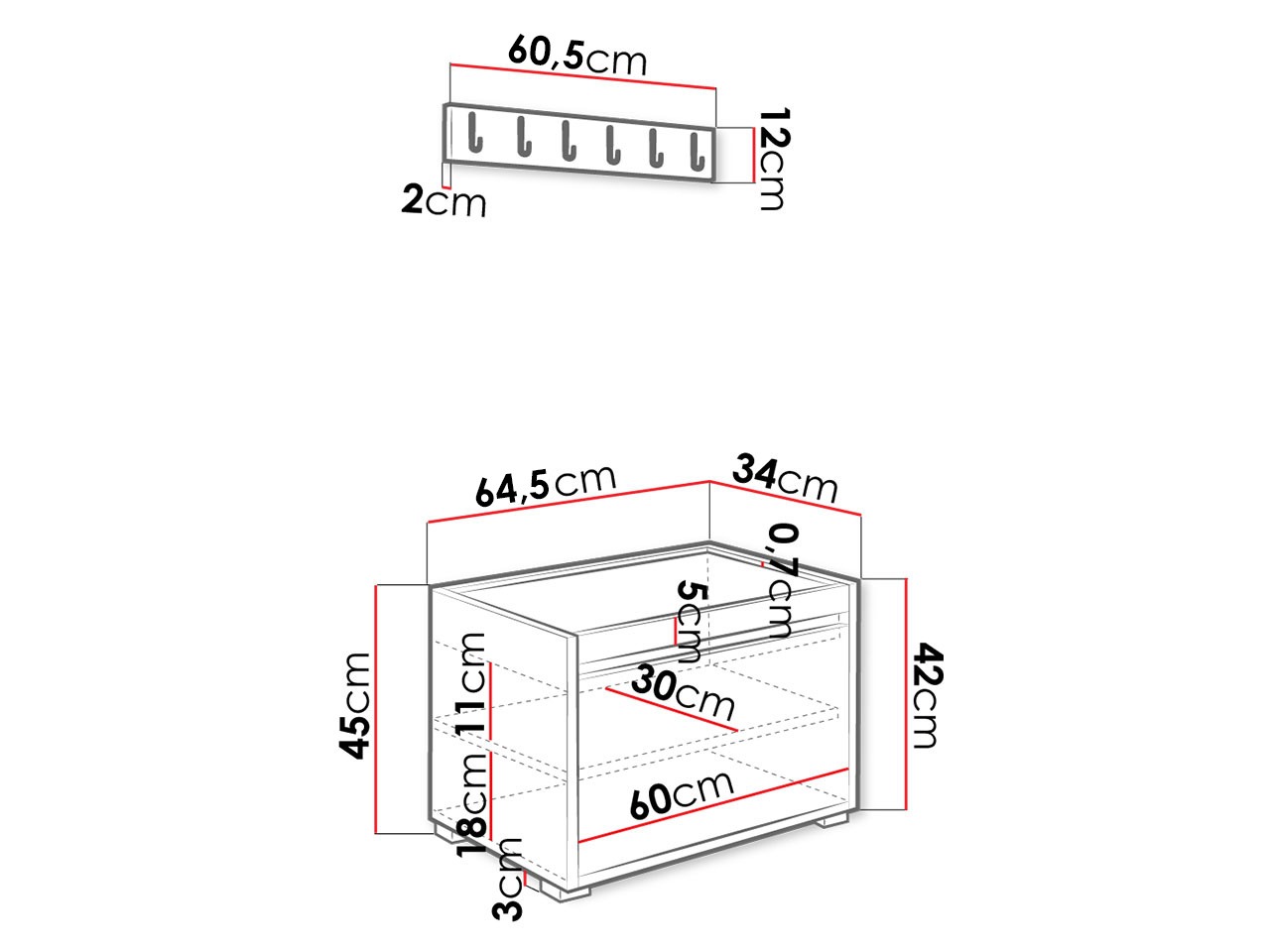 Előszoba garnitúra Comfivo Pinus V (Fehér + Abriamo 06)