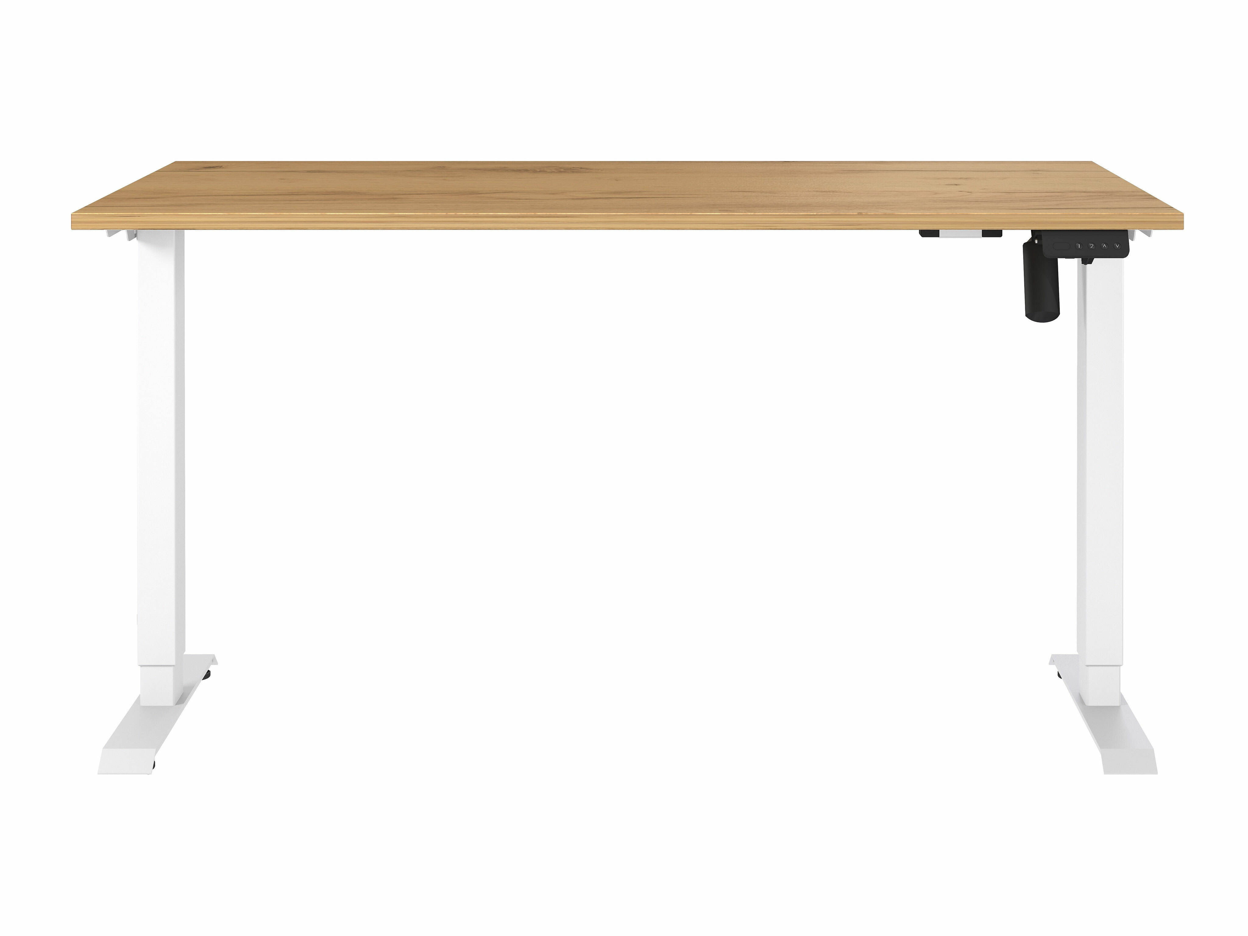Állítható magasságú íróasztal Lartesi 116 (Navarra tölgy + Fehér)
