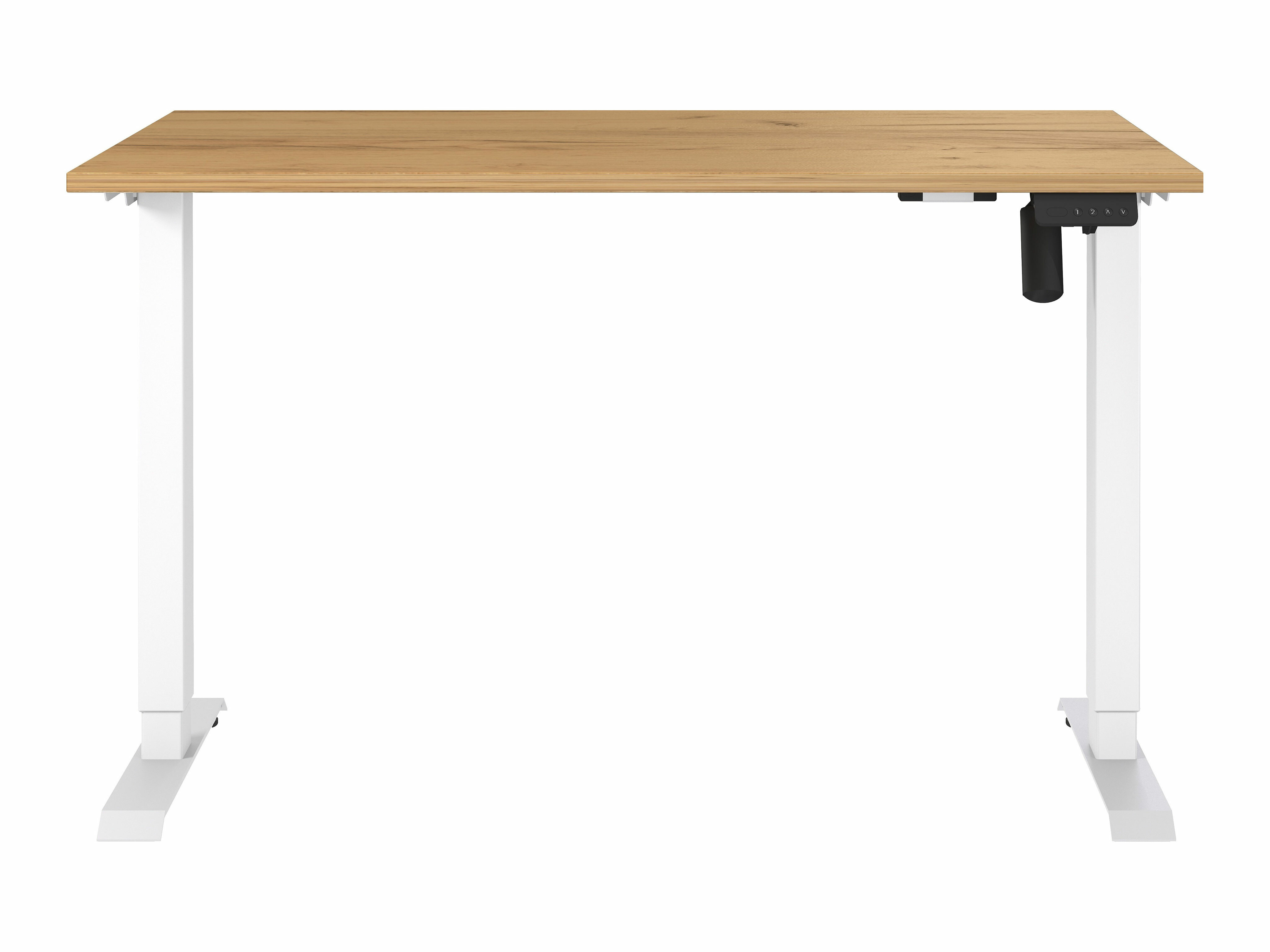 Állítható magasságú íróasztal Lartesi 115 (Navarra tölgy + Fehér)