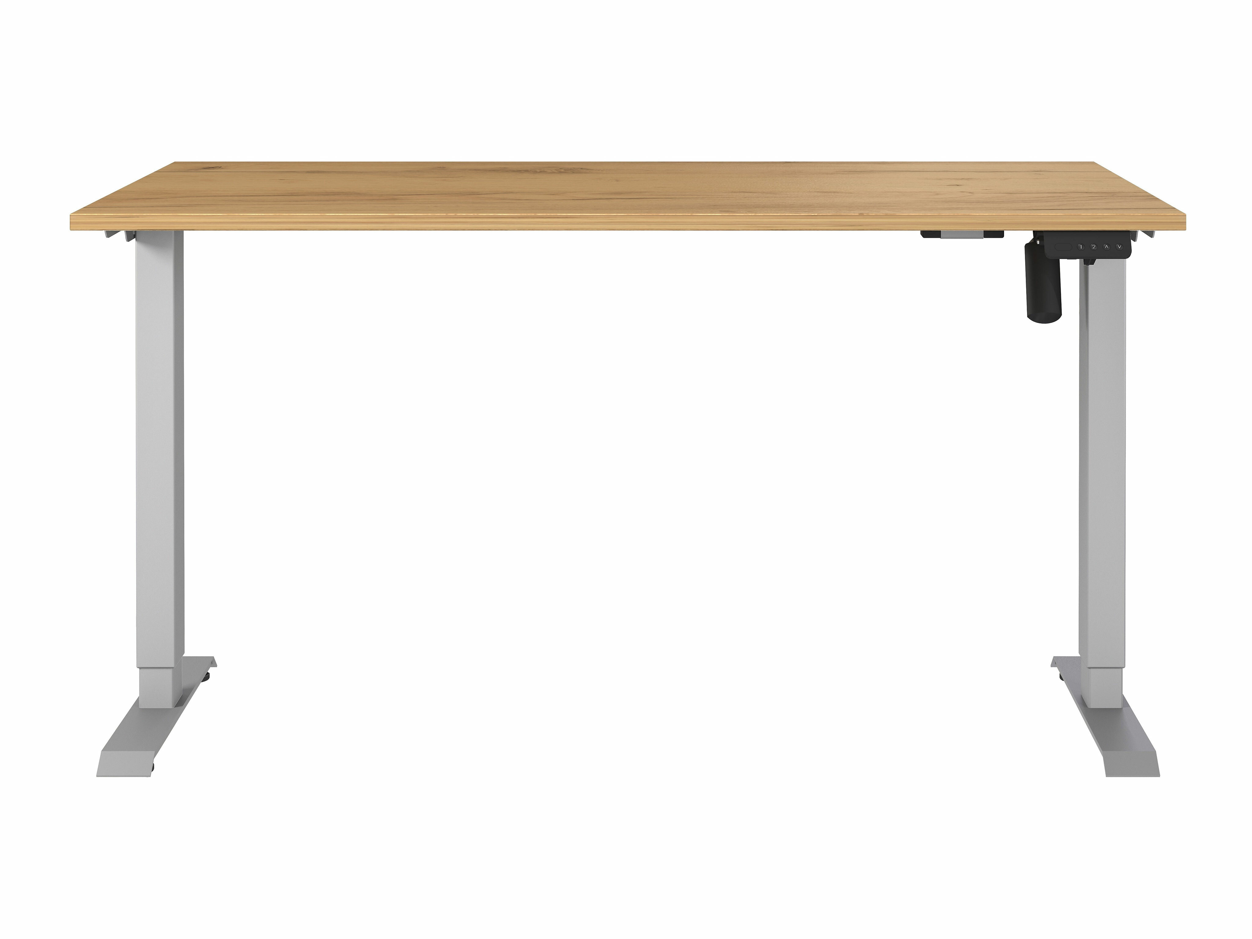Állítható magasságú íróasztal Lartesi 116 (Navarra tölgy + Ezüst)