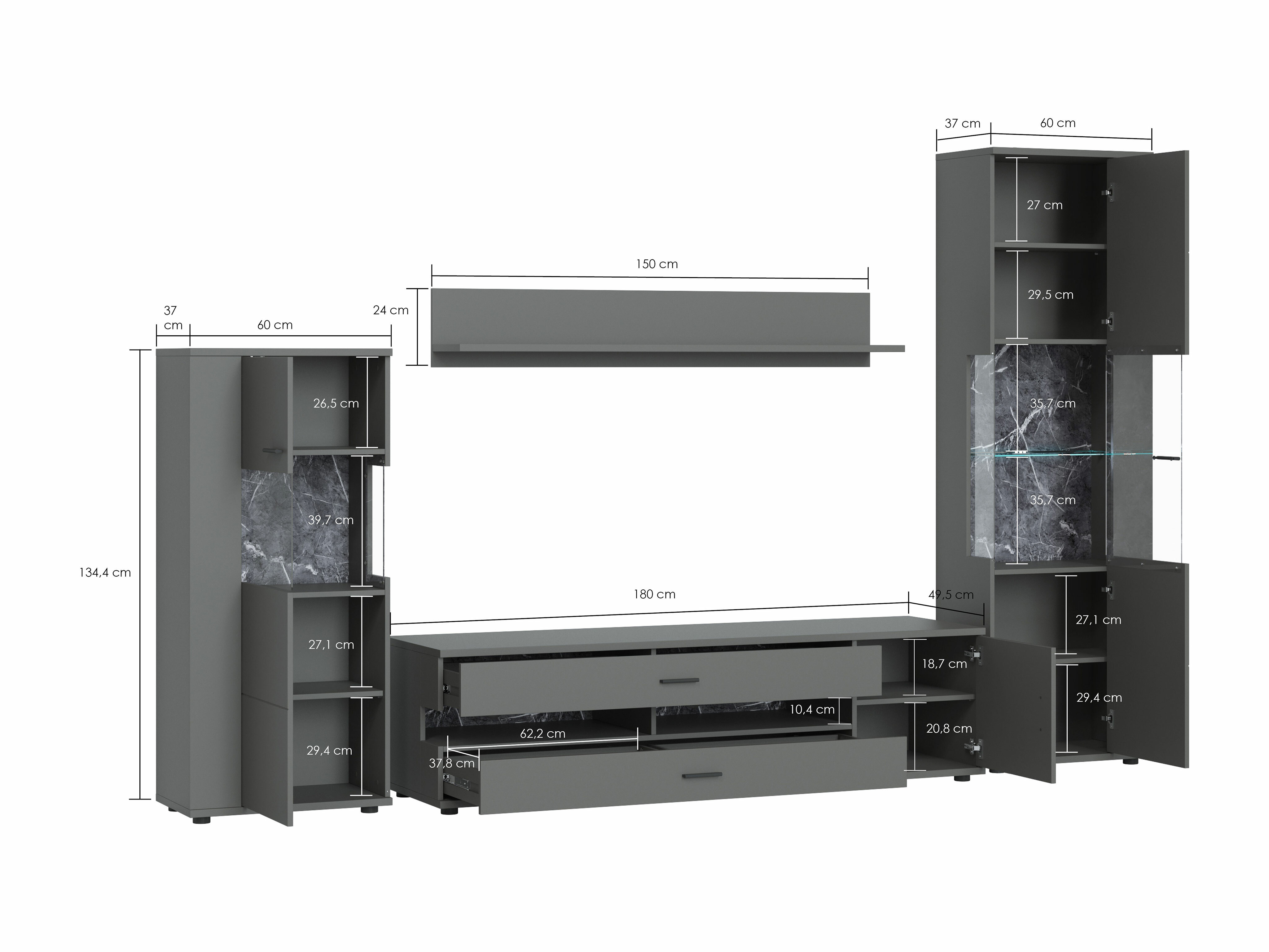 Nappali szett Ontario 161 (Fényes fehér + Fehér)