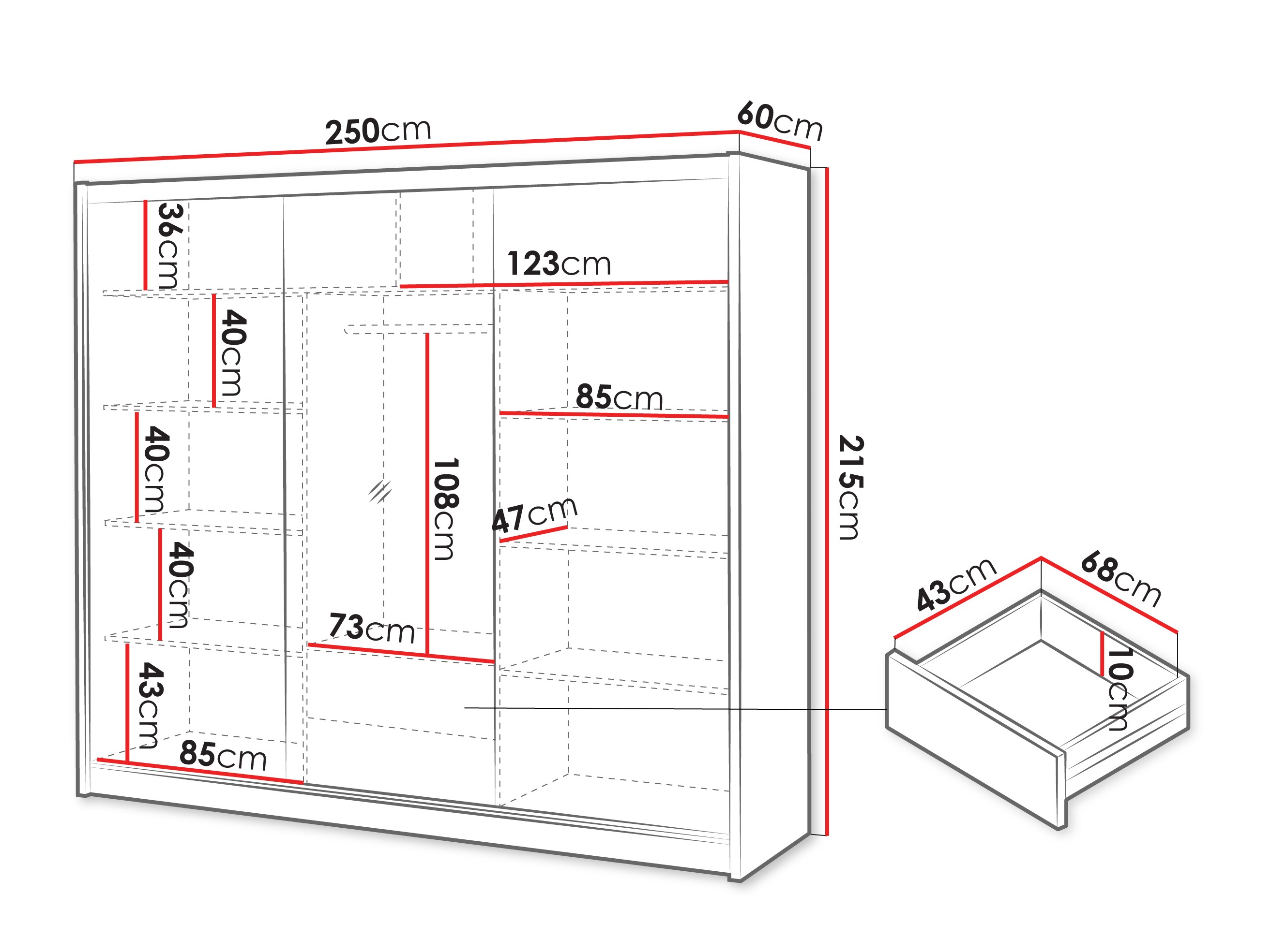 Gardróbszekrény Gemes I (Wotan tölgy + Fehér)