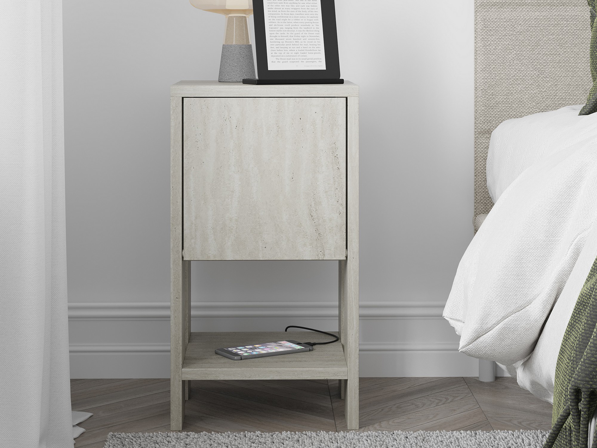 Éjjeliszekrény Kailua 398 (Könnyű travertin)