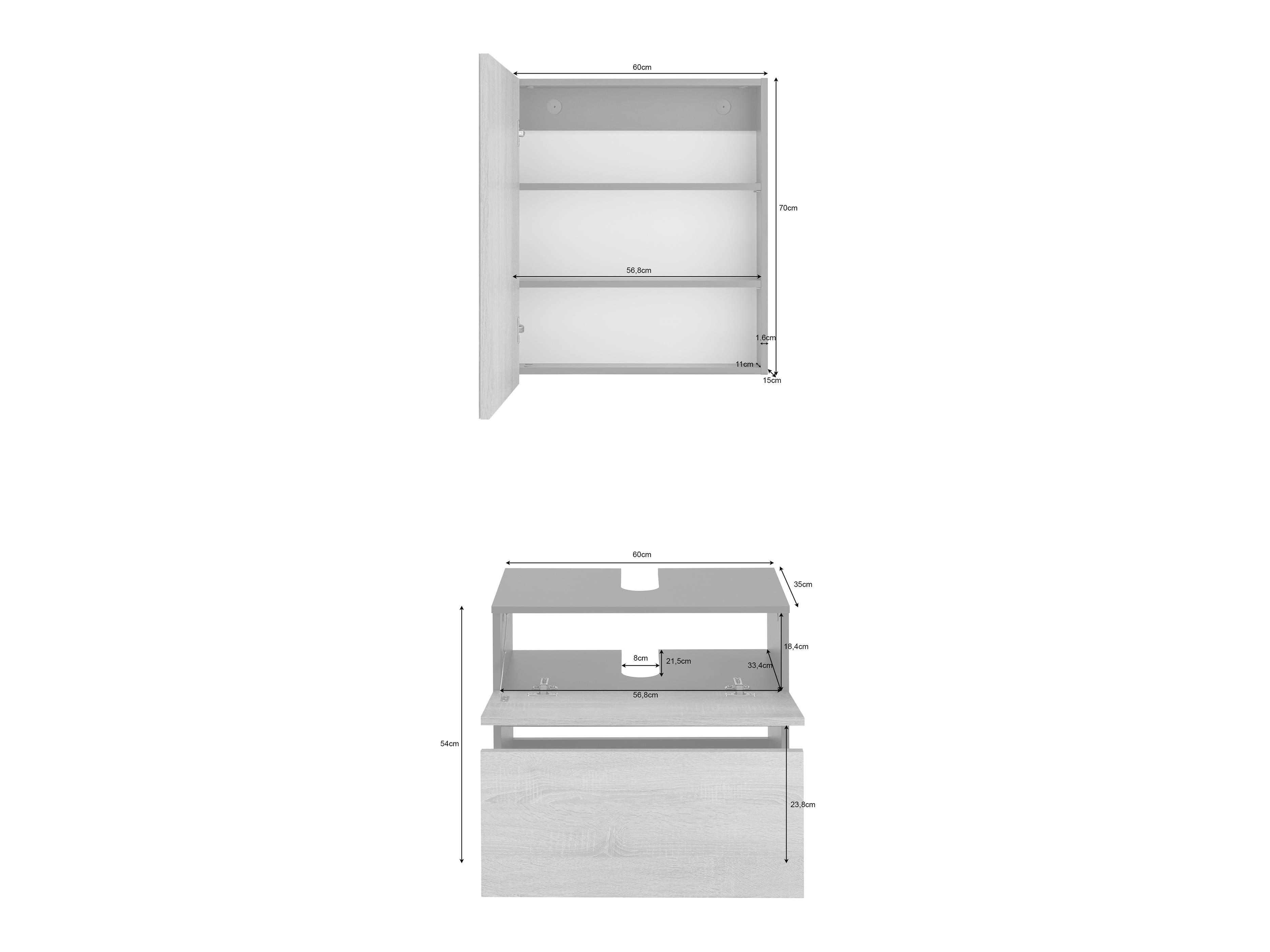 Fürdőszoba garnitúra Soncamu 117 (Antracit + Tölgy)