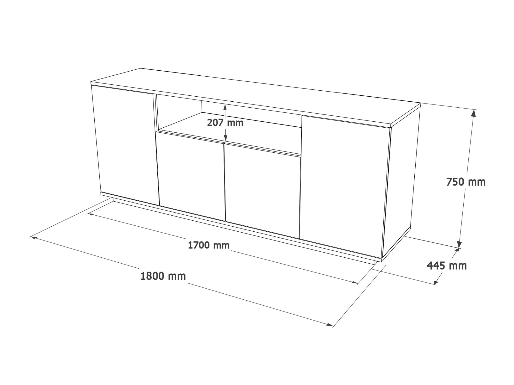 Szekrény Kailua 2660 (Antracit + Fenyő)