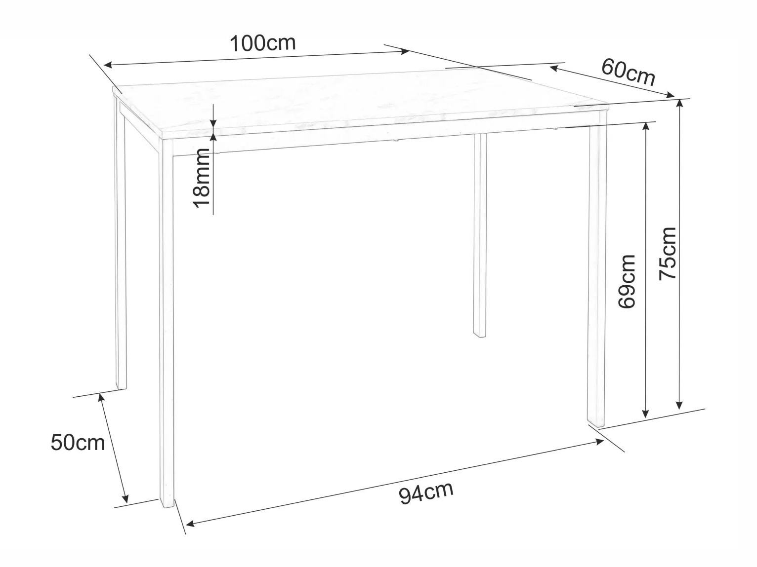 Asztal Detroit 861 (Fehér márvány + Fekete)