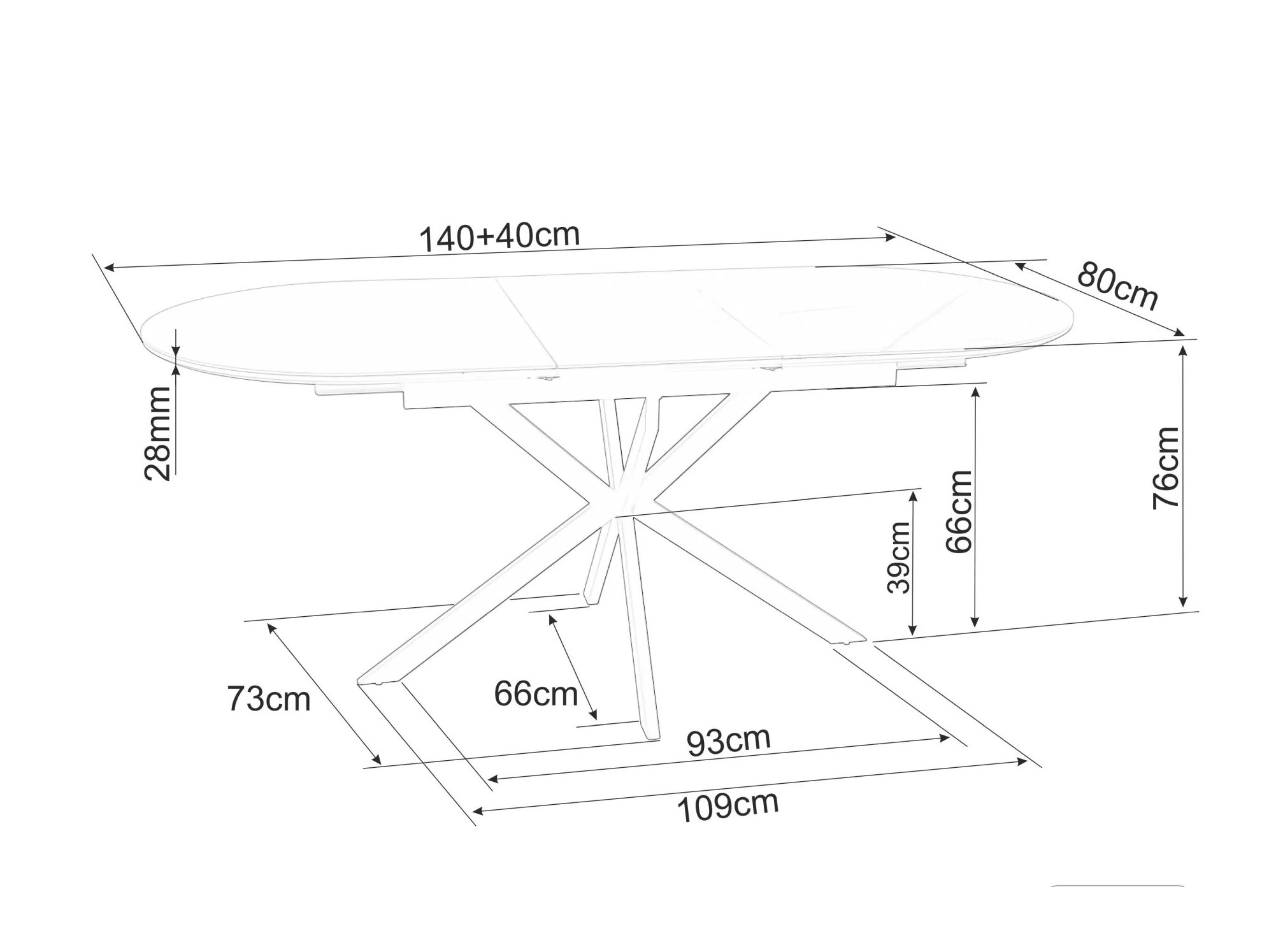 Asztal Detroit 862 (Fekete márvány)