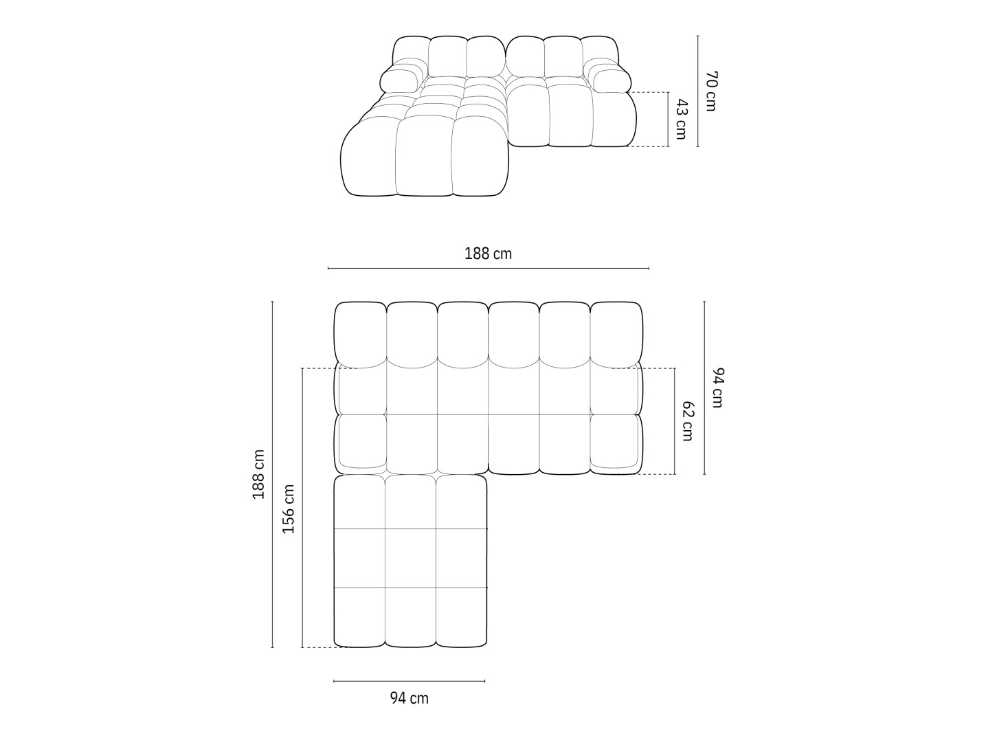 Moduláris sarokkanapé Caltenu 102 (Bluvel 30)